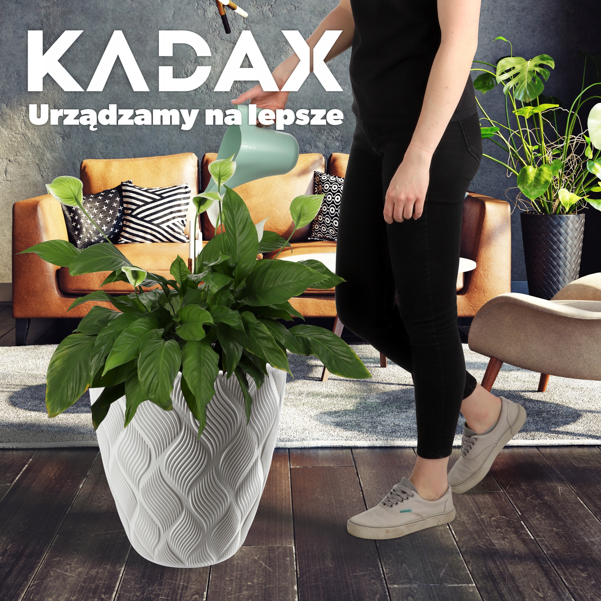 Doniczka na kwiaty z wkładem Jesi 40 cm, biała
