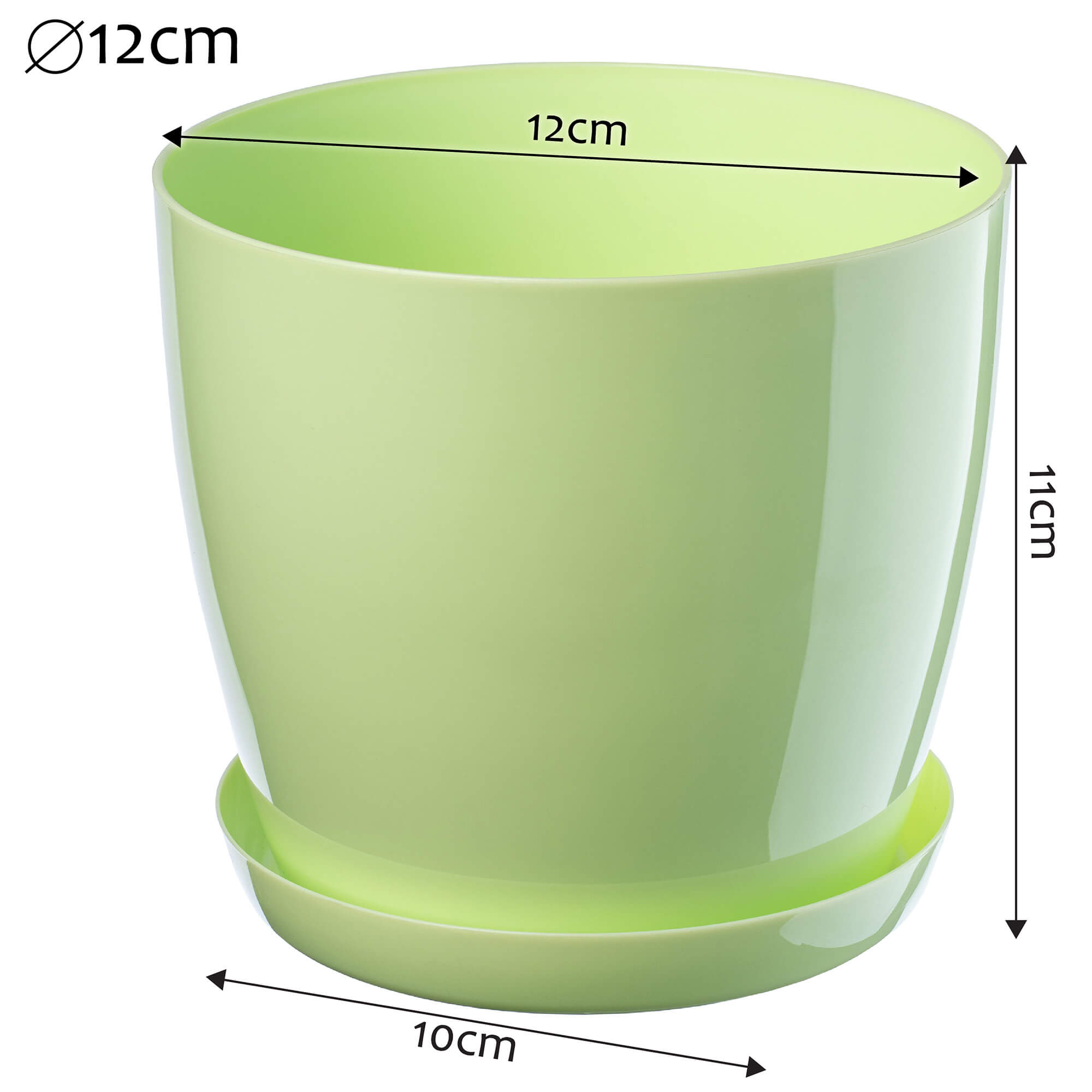 Doniczka na kwiaty z podstawką 12 cm, pastelowa zieleń