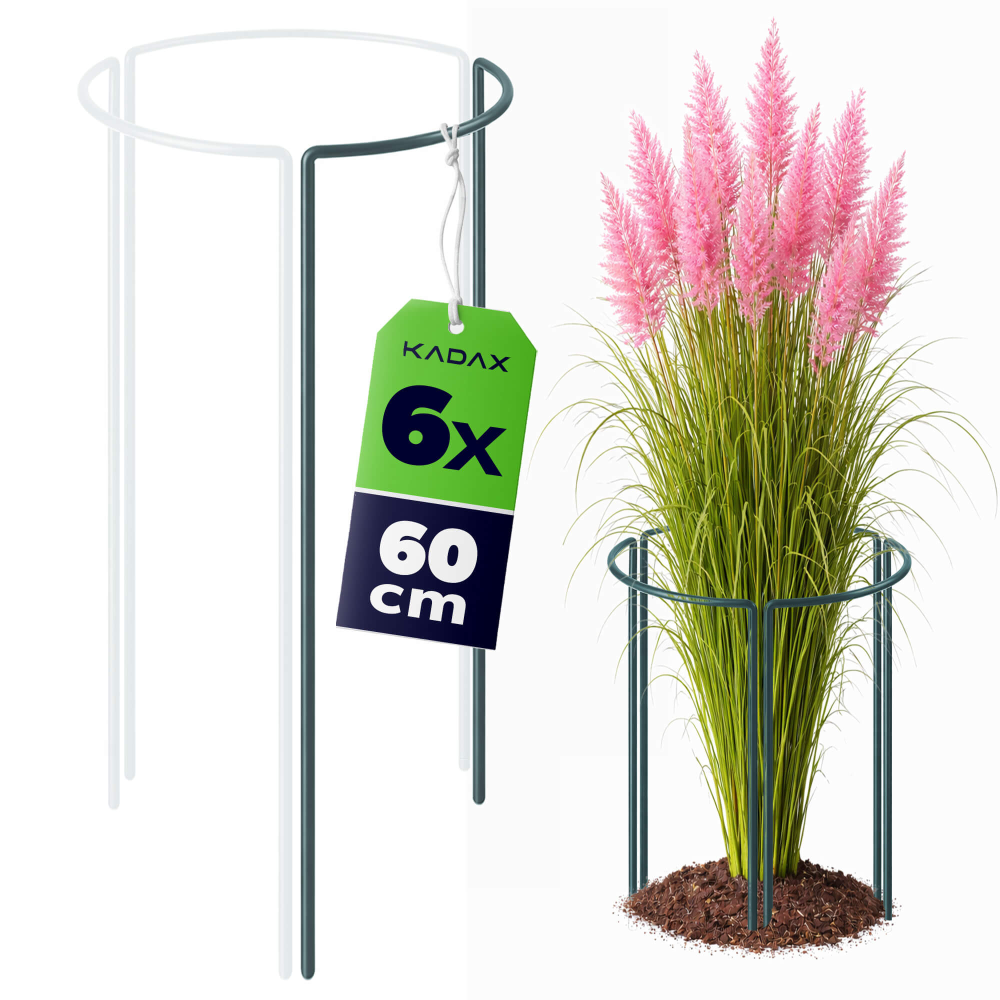 Podpora ogrodowa Mahet 1/3 koła 60 cm stalowa zielona 6 szt.