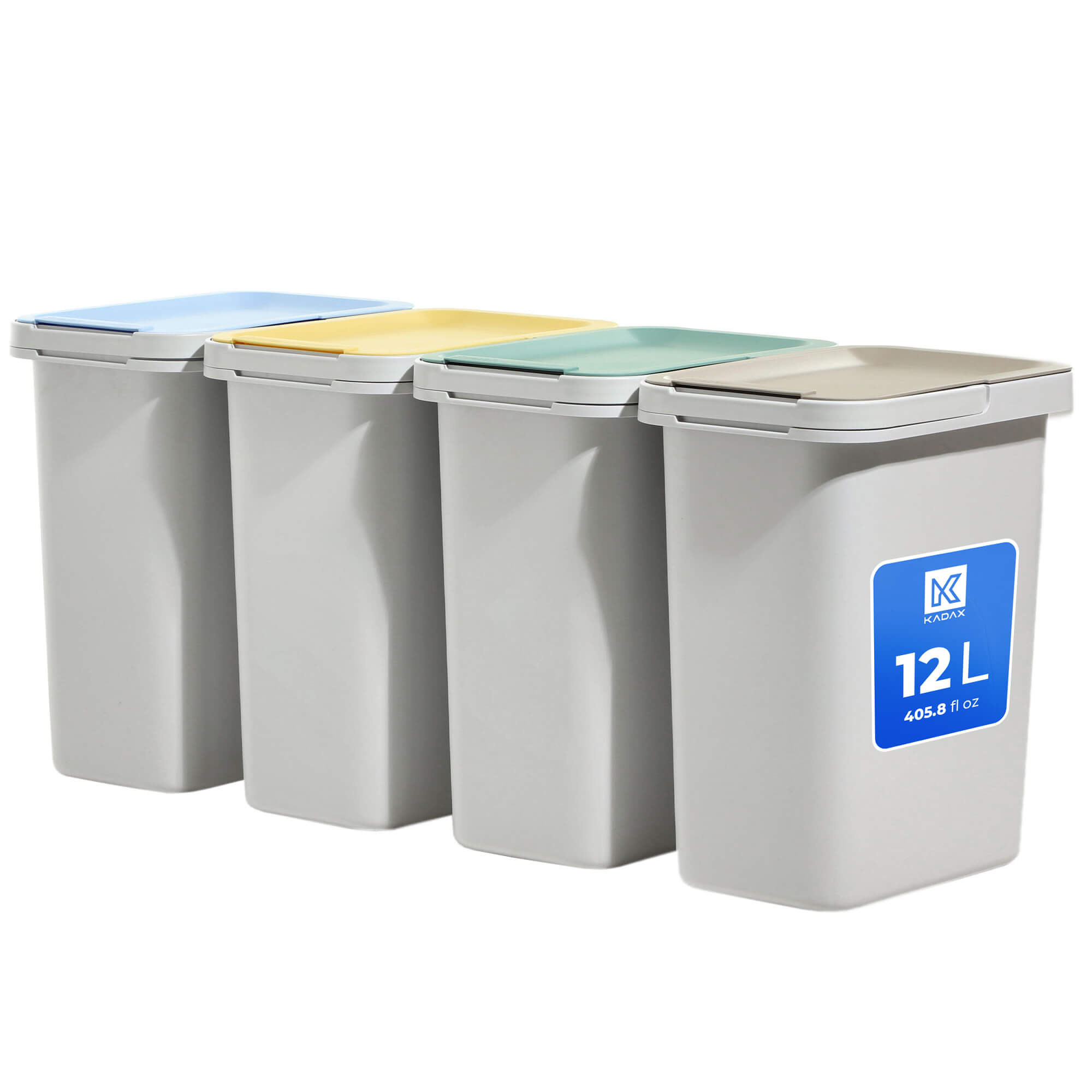 Kosz na śmieci Rully 4 x 12 L z uchwytami mocującymi