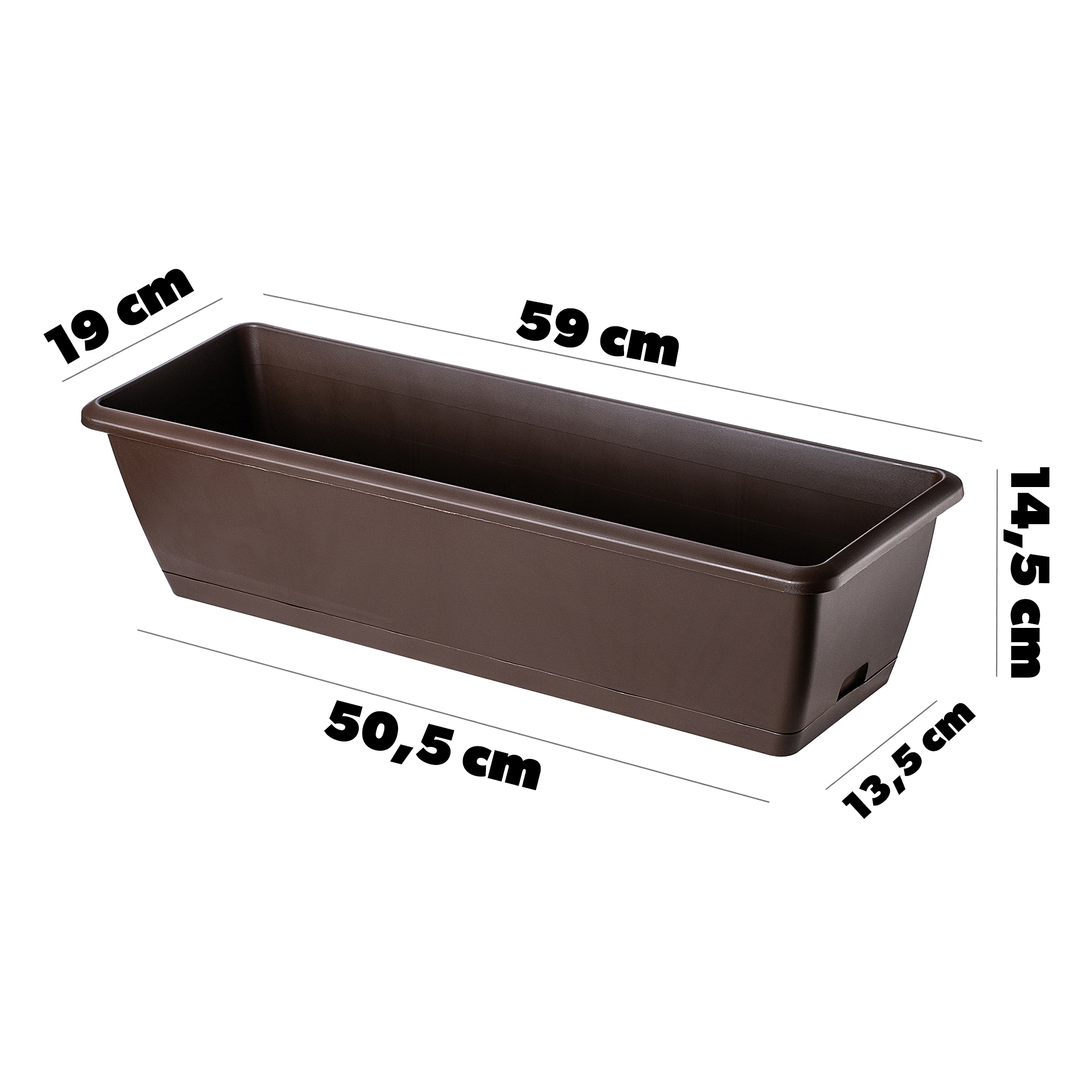 Skrzynka balkonowa Perama 60 cm, brązowa
