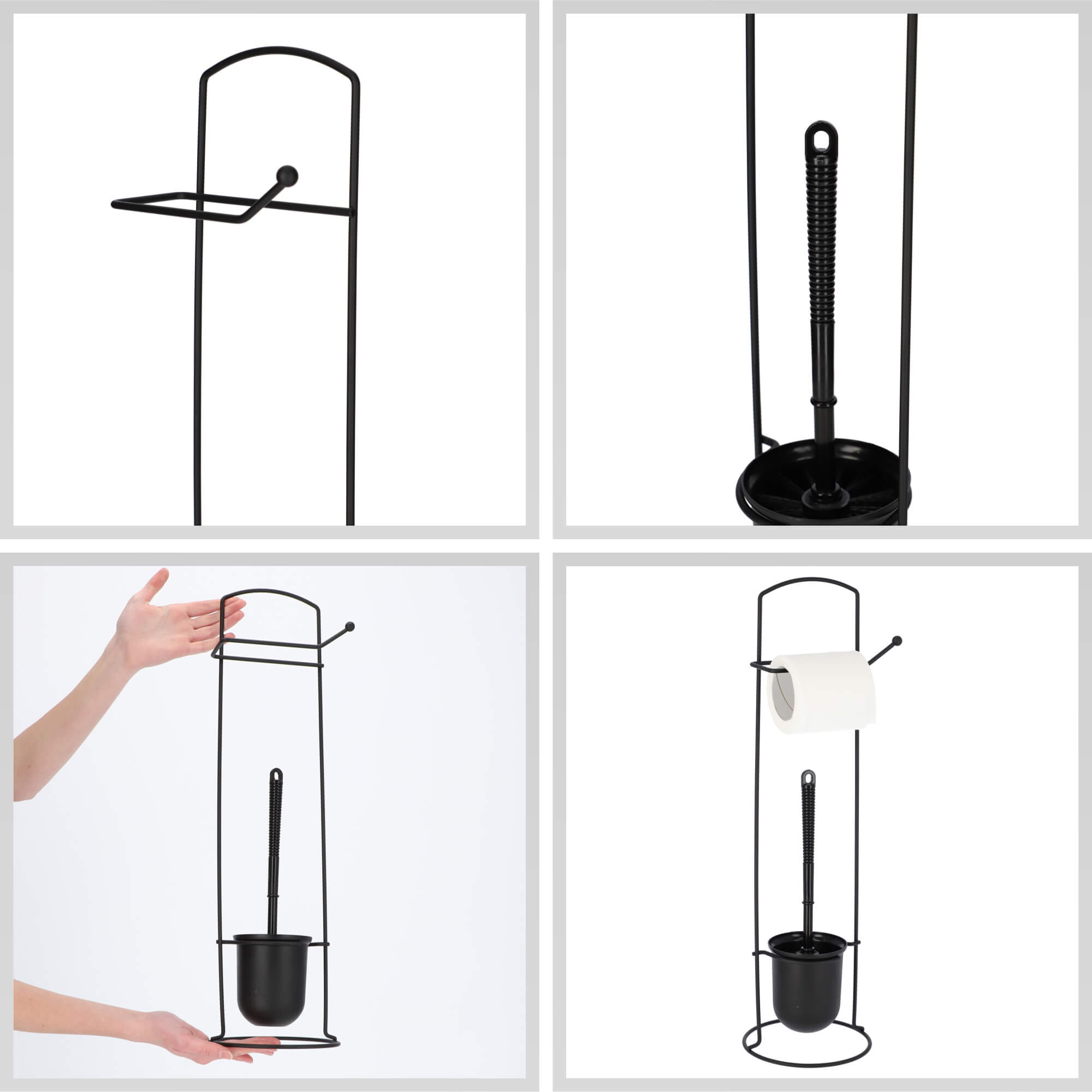 Szczotka do WC z uchwytem na papier 58 cm, czarny