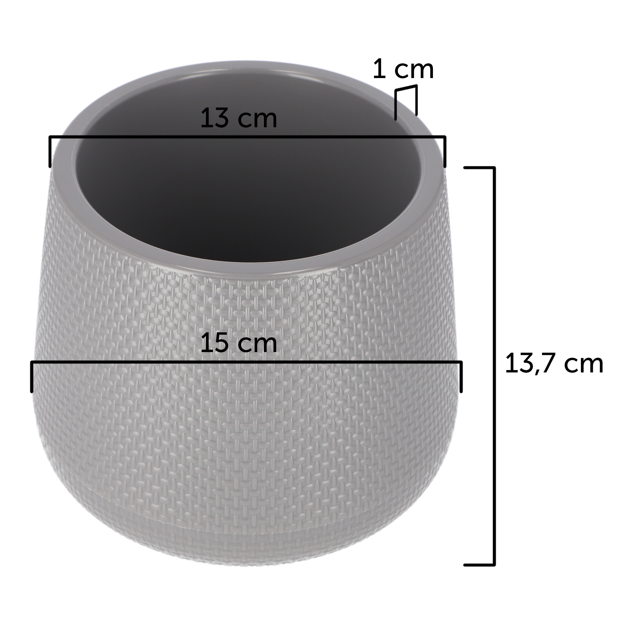 Doniczka z podstawką Peri 13 cm, szara
