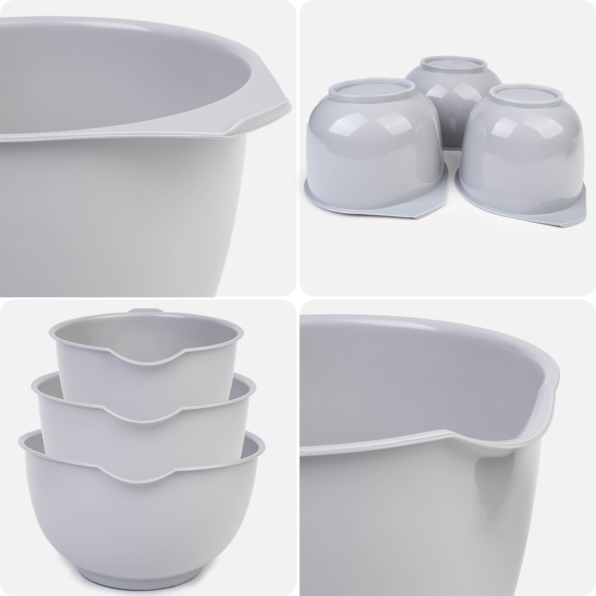 Komplet misek kuchennych Curver 1.5L + 2L + 2.5L, szare