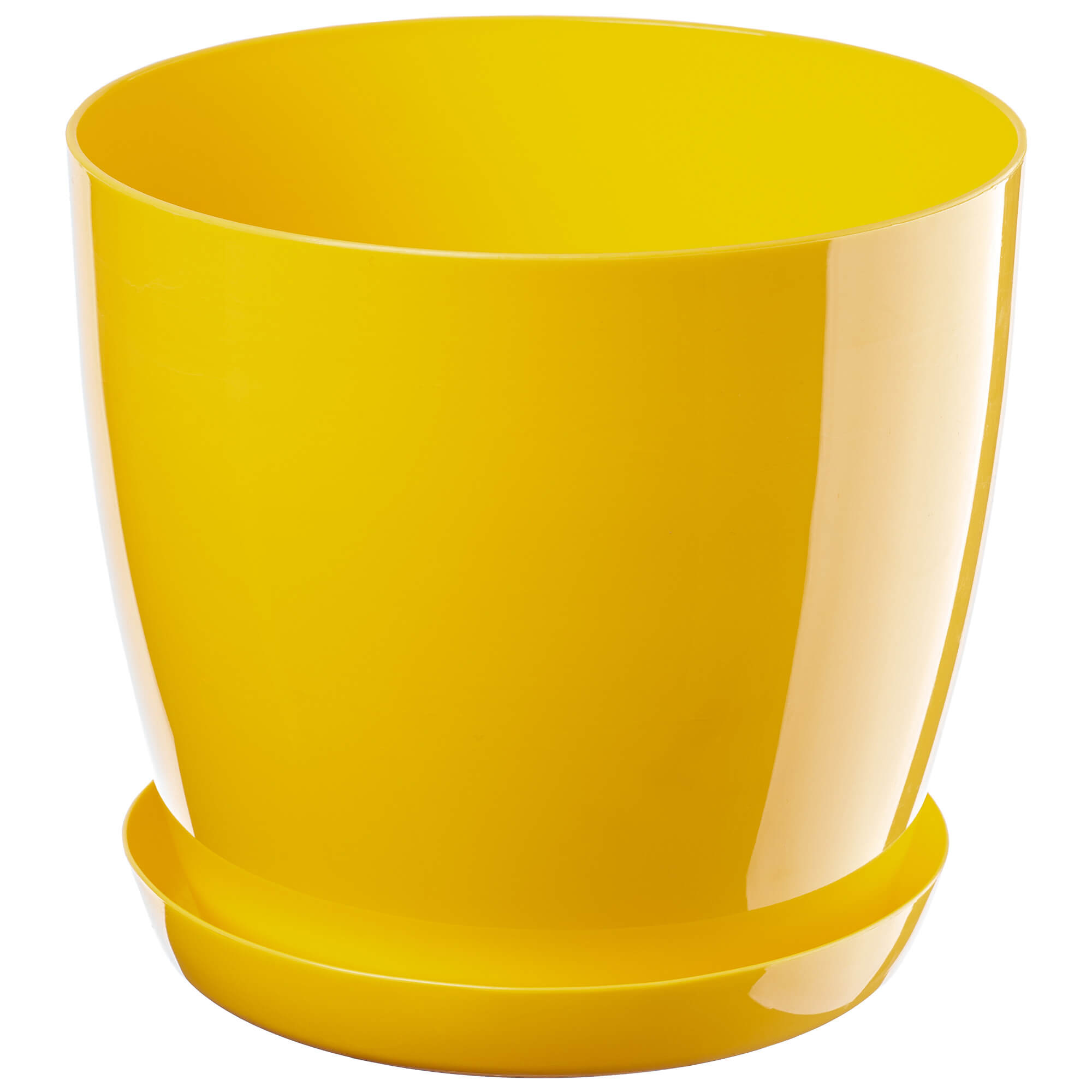 Doniczka na kwiaty z podstawką 16 cm, zółta