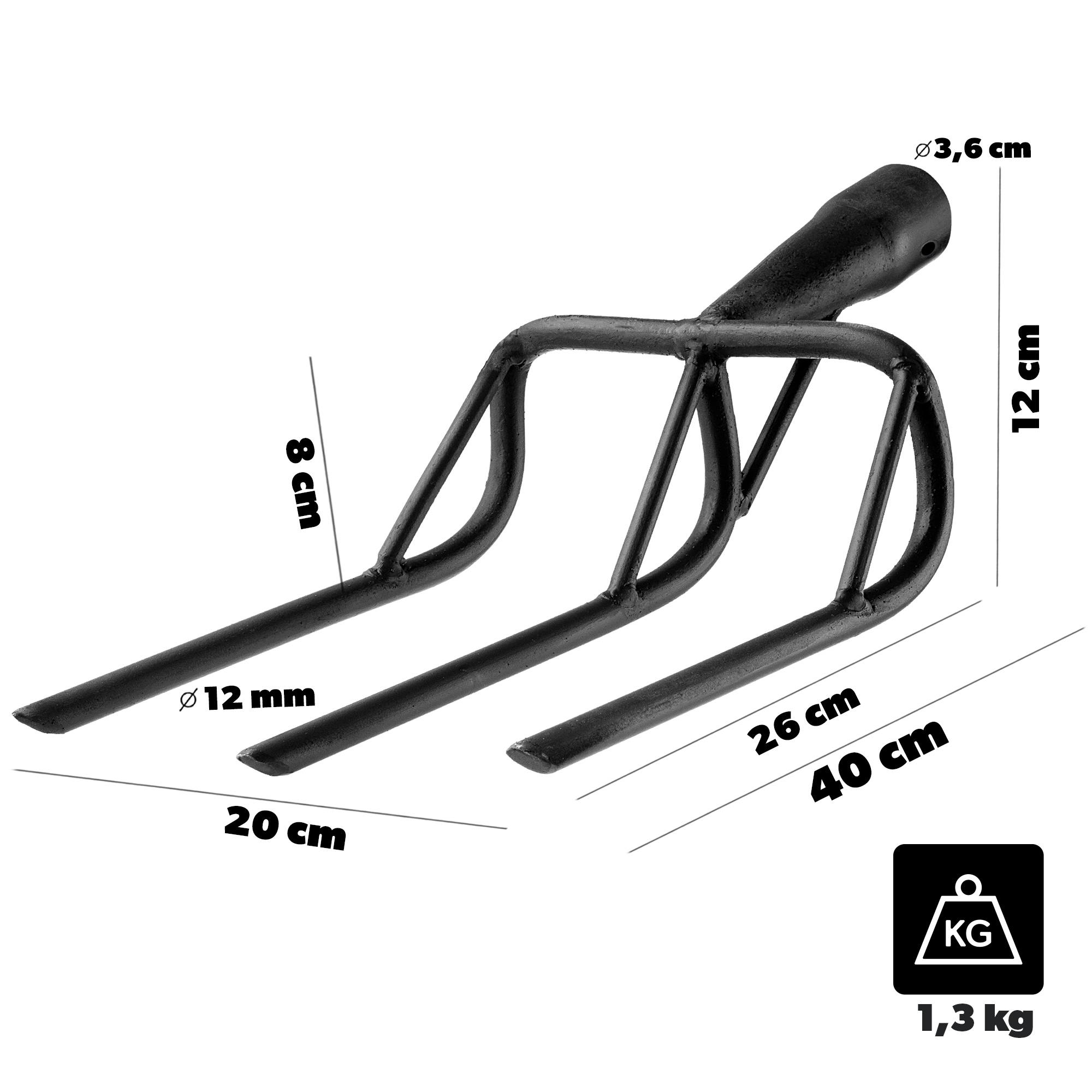 Widły do spulchniania gleby Loupit 26cm bez trzonka