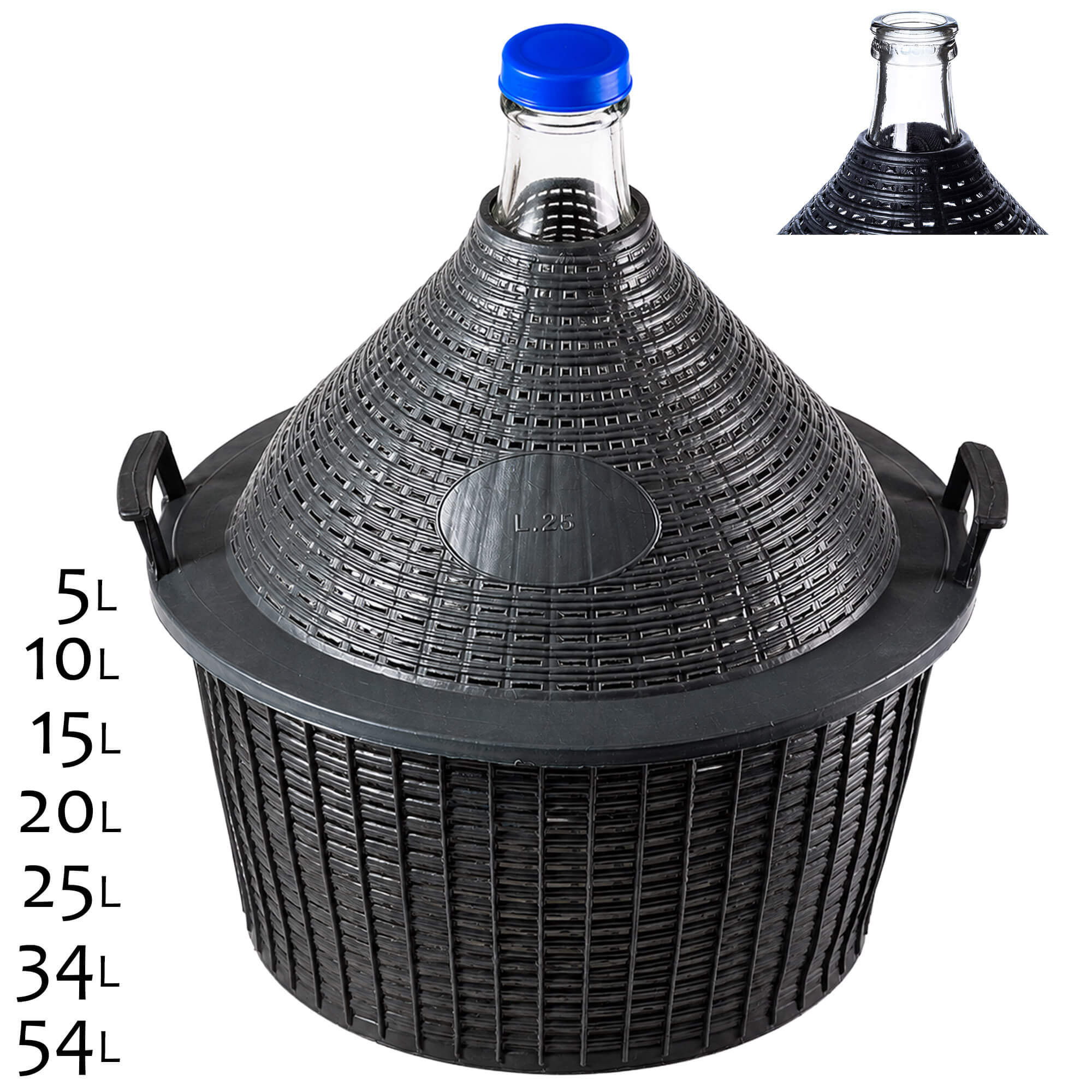 Zestaw winiarski balon 25L + korek nr.3 + szklana rurka