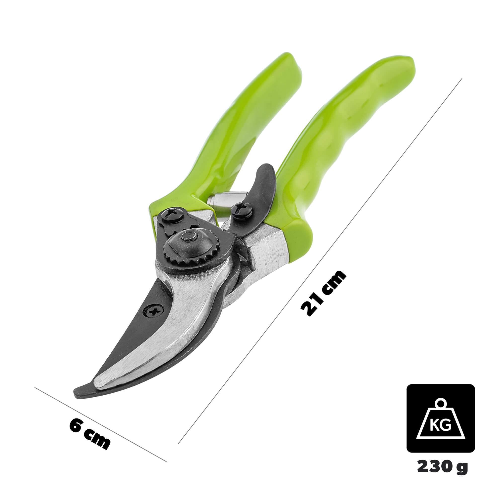 Sekator ogrodowy 6 x 21 cm, zielony