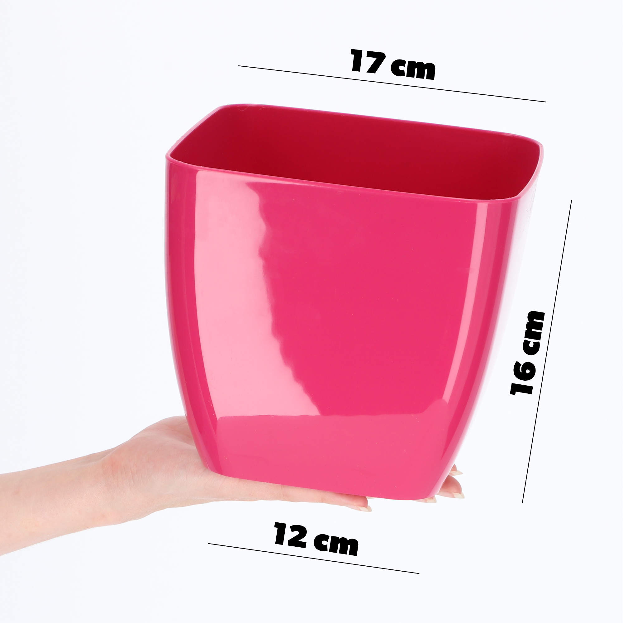 Doniczka kwadratowa Borgo 18 cm, różowa