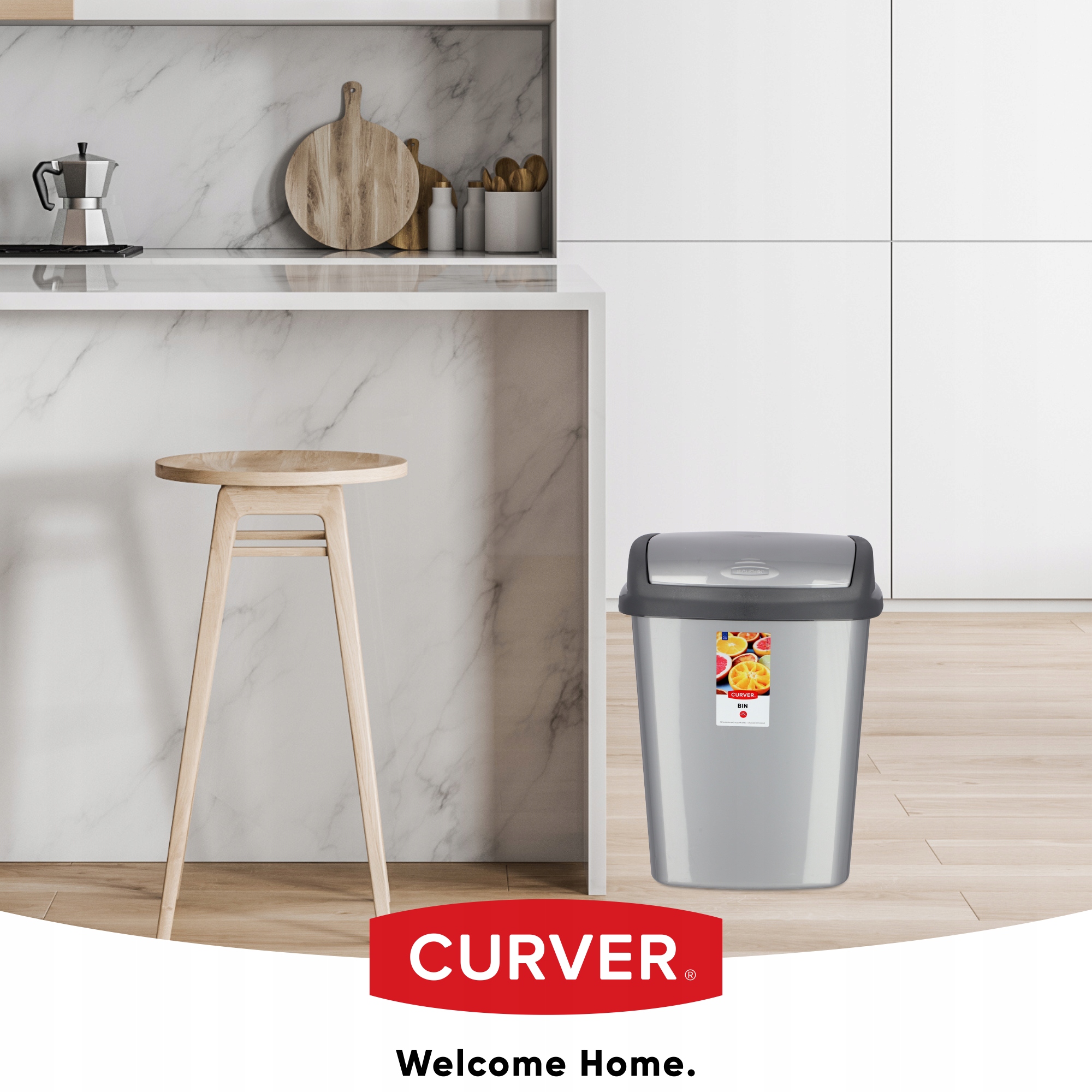 Kosz na śmieci uchylny Curver Dominik 25L, grafitowy