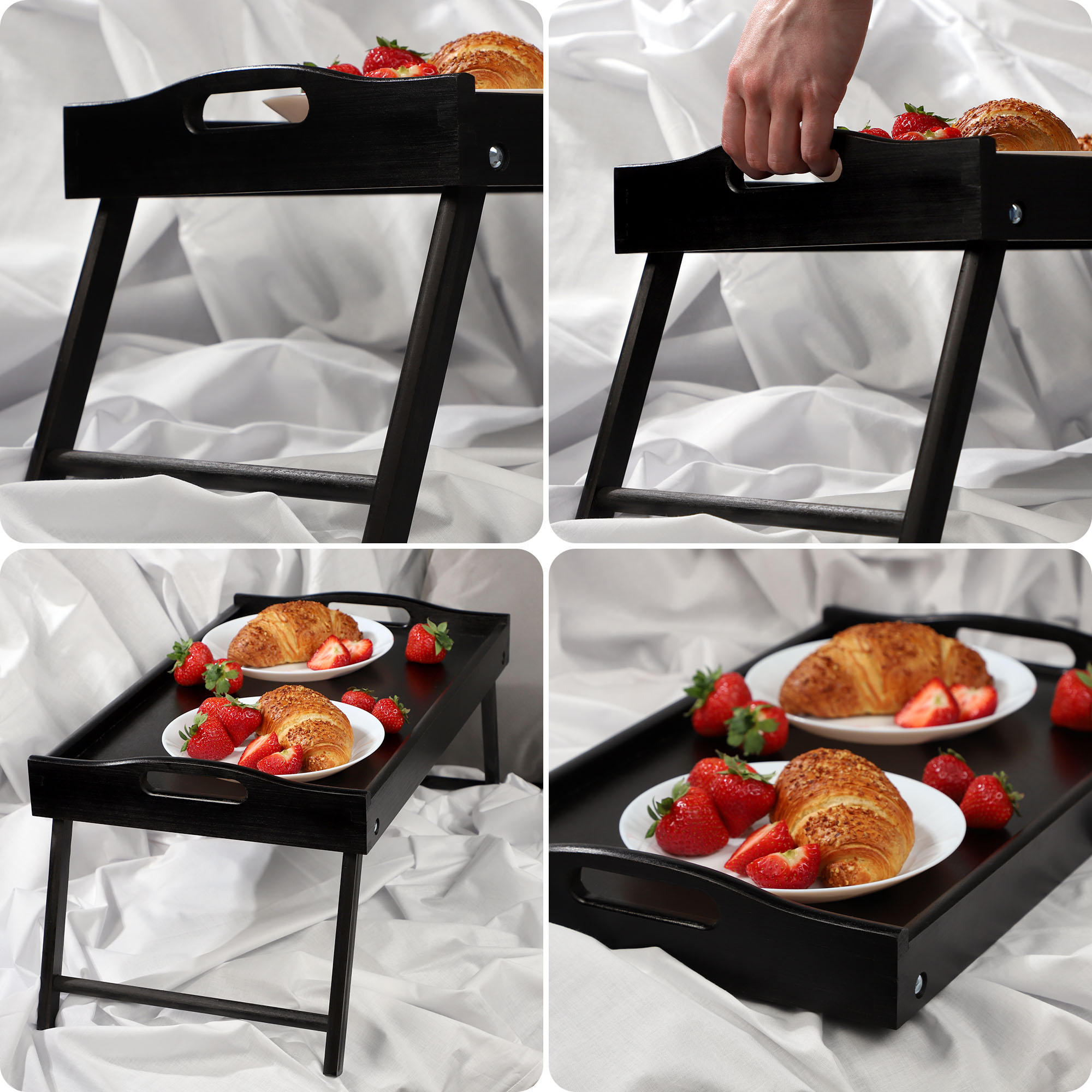 Stolik śniadaniowy Solia, pod laptopa, 50 cm, czarny