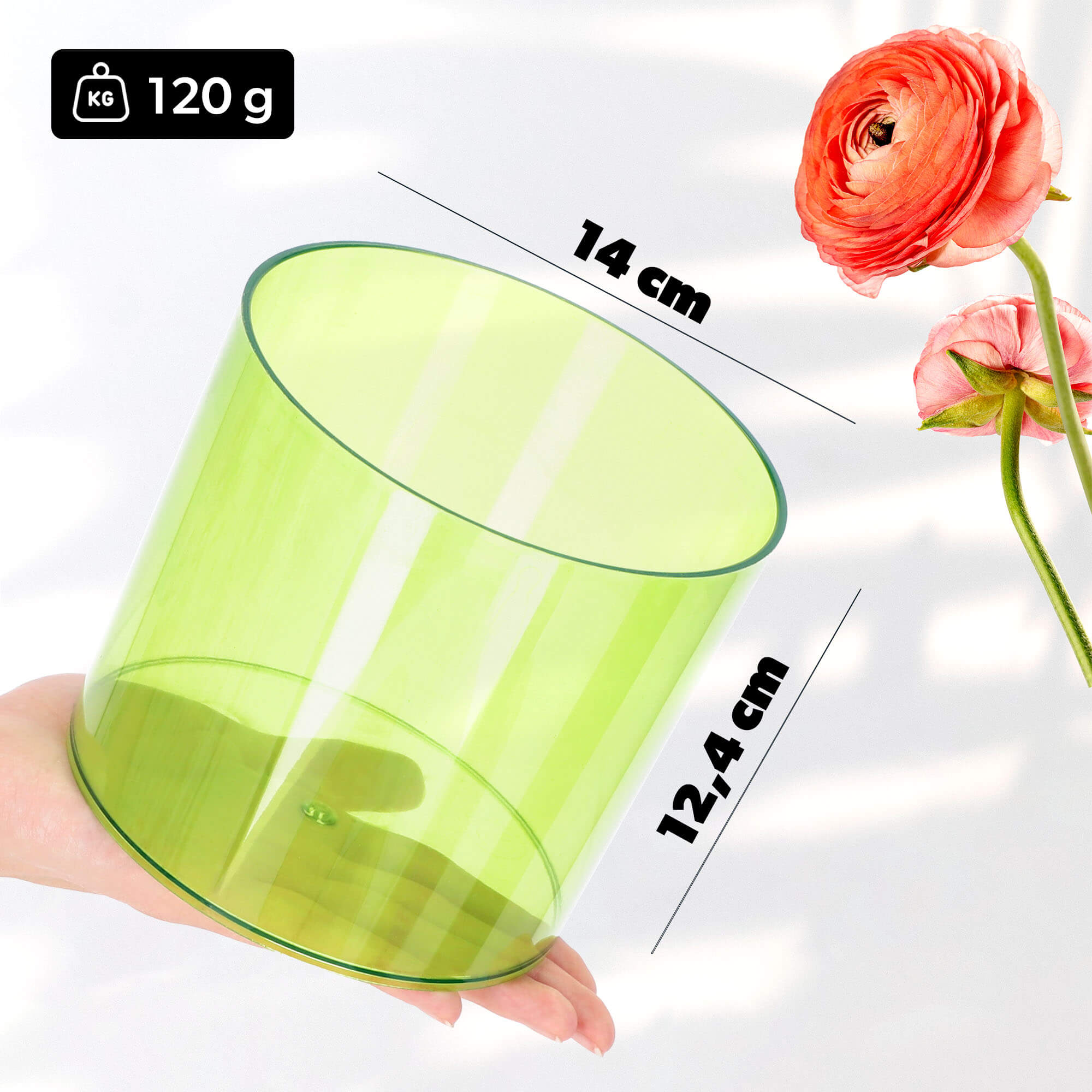 Doniczka na kwiaty okrągła Figari 14 cm, zielona