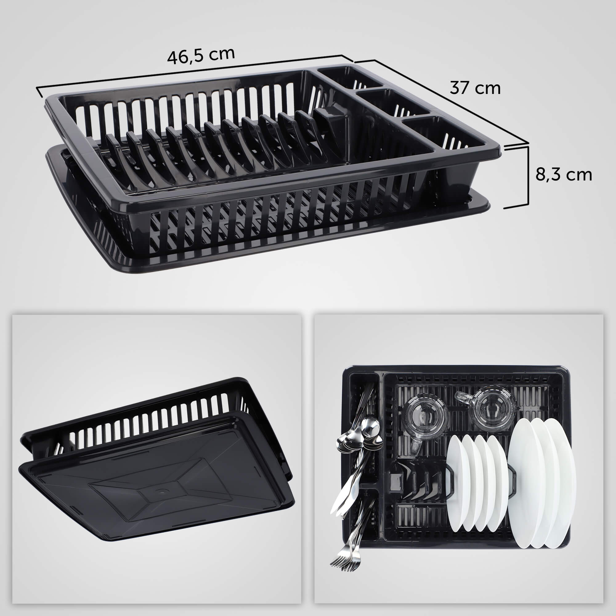 Suszarka do naczyń Jelsi 46 cm z ociekaczem, antracyt