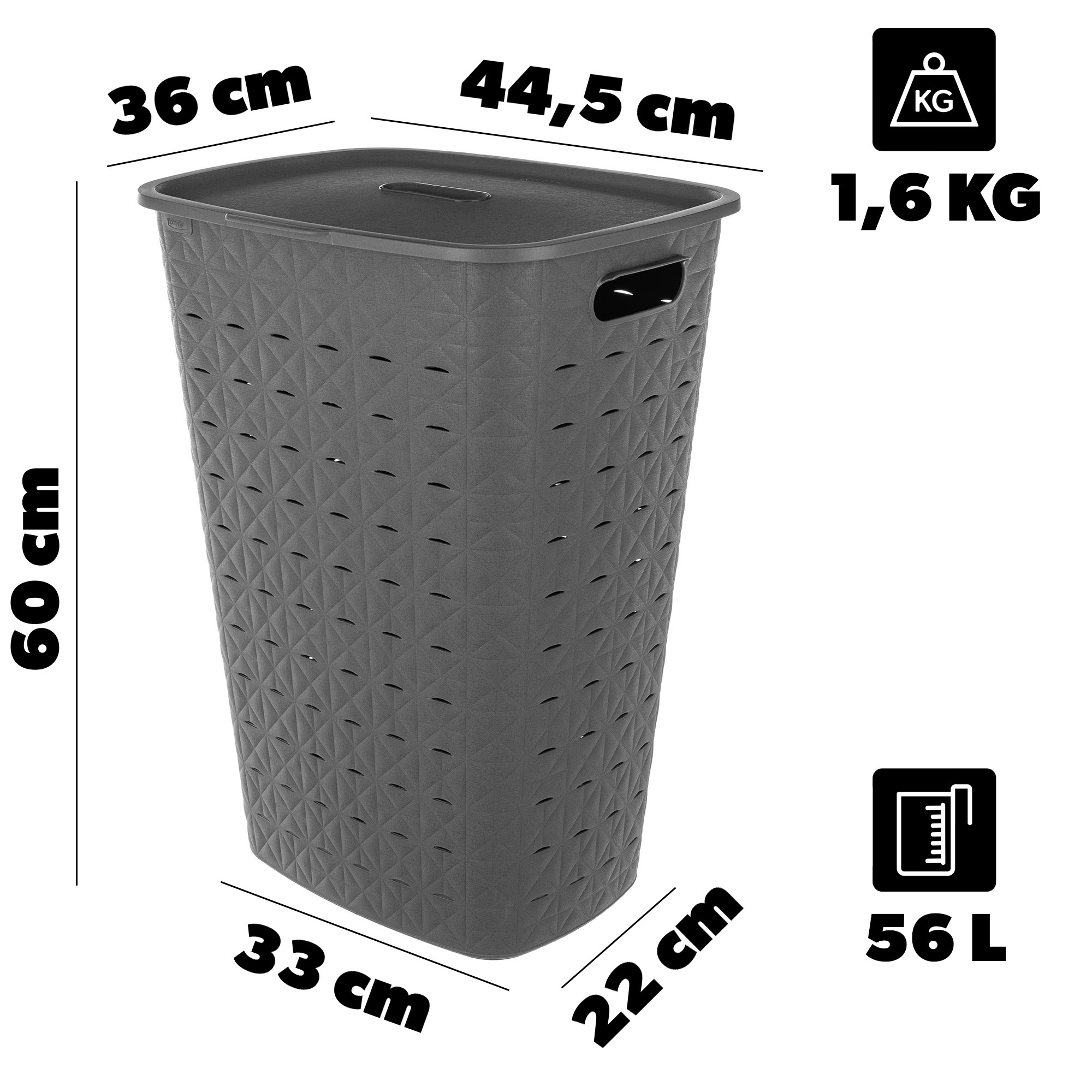 Kosz na bieliznę Curver Softex 56L szary