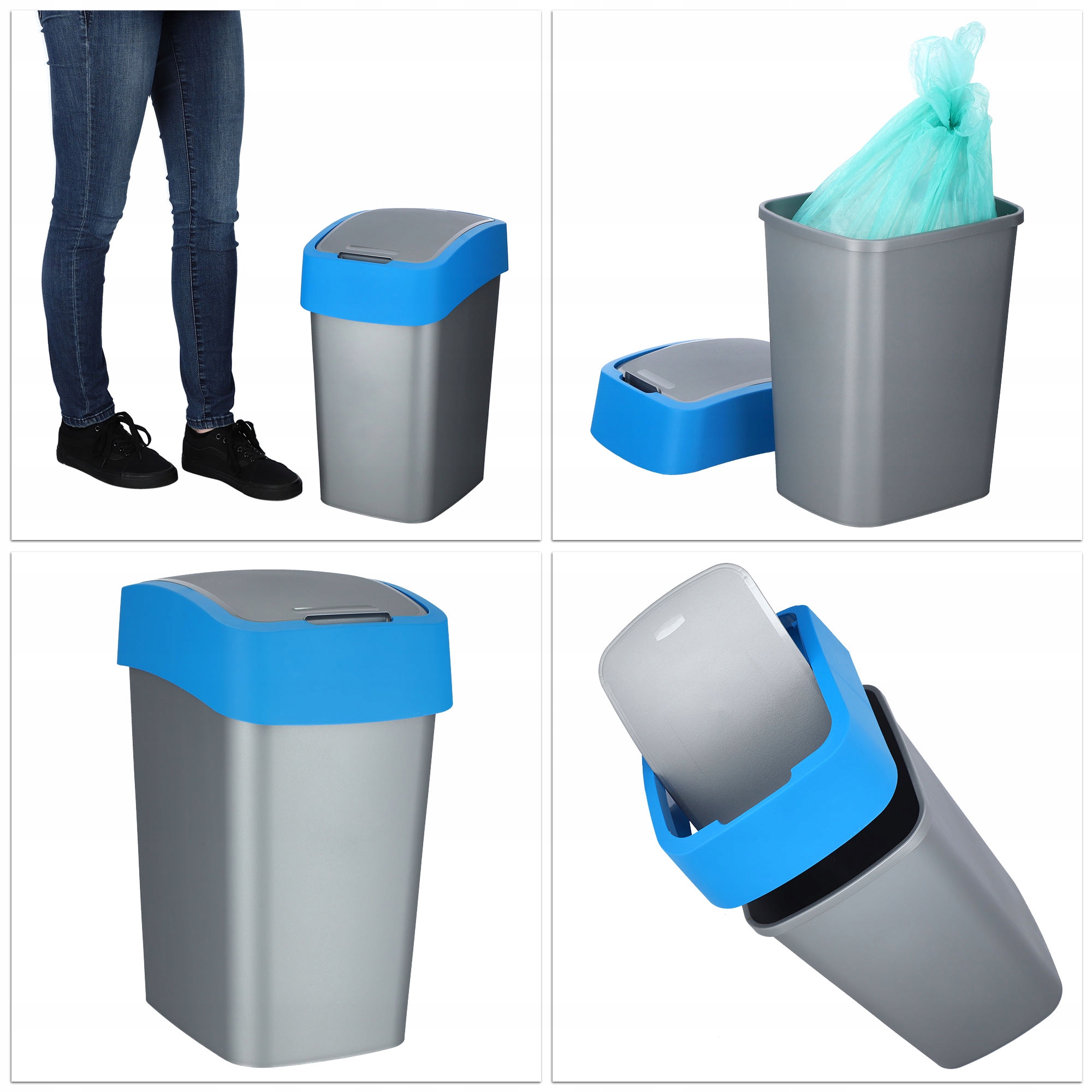 Kosz na śmieci Curver Flip Bin 25L, niebieski