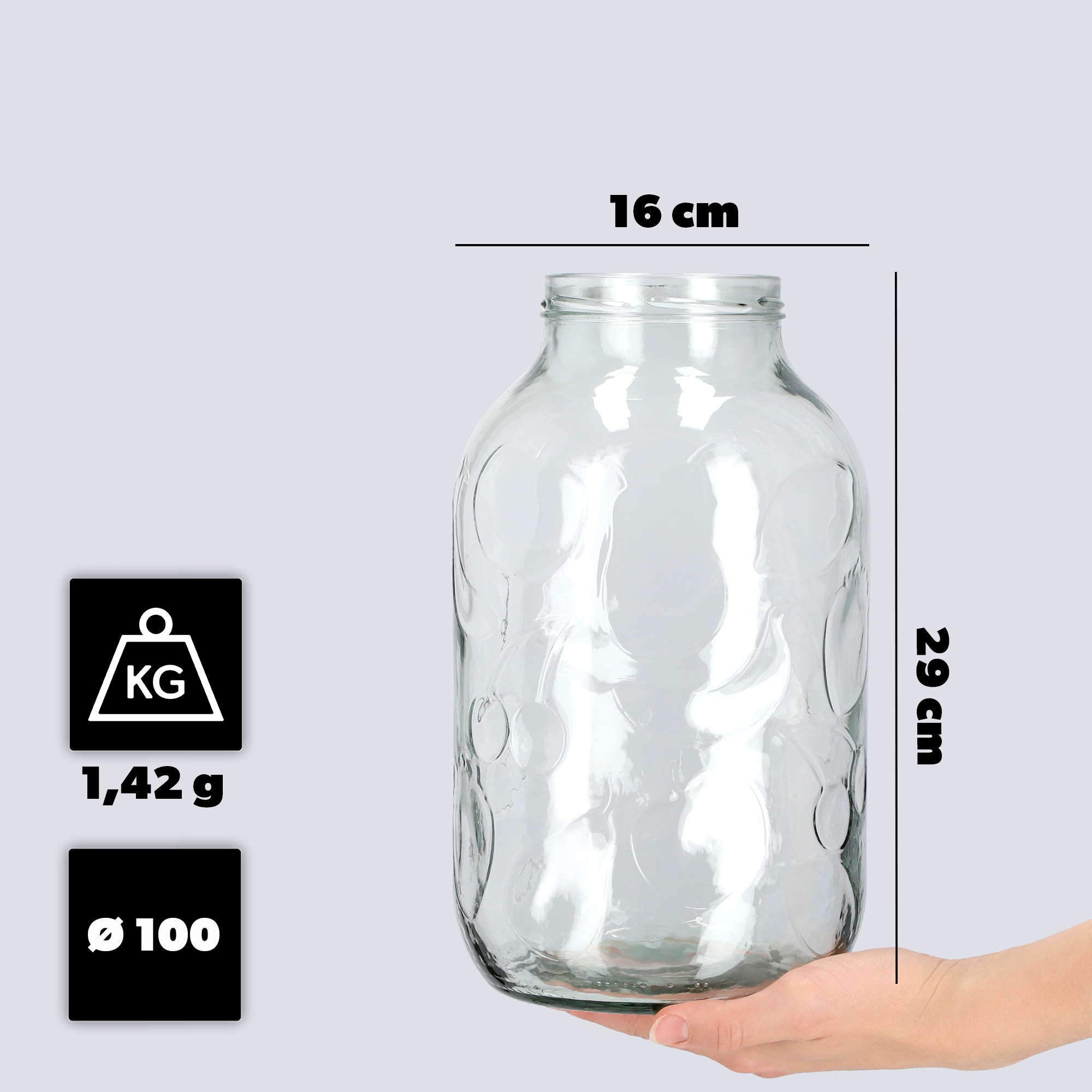 Słój Alen 5L 100 mm bez wieczka 4szt