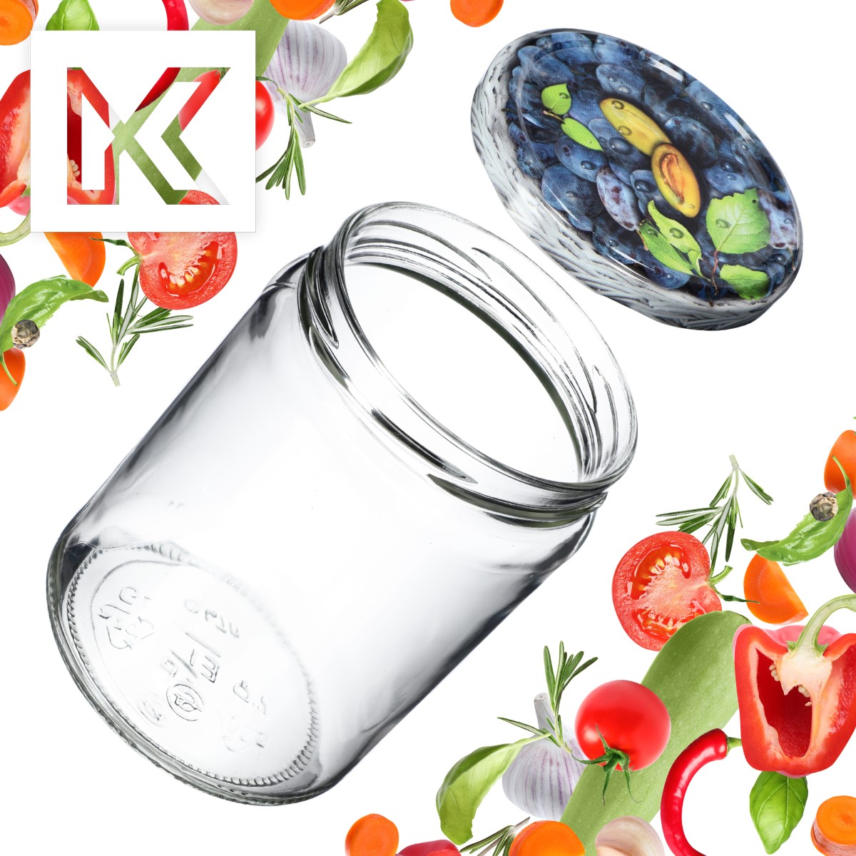 Słoiki na przetwory Maki 540ml 8szt fi 82 mm + wieczka "Śliwki"