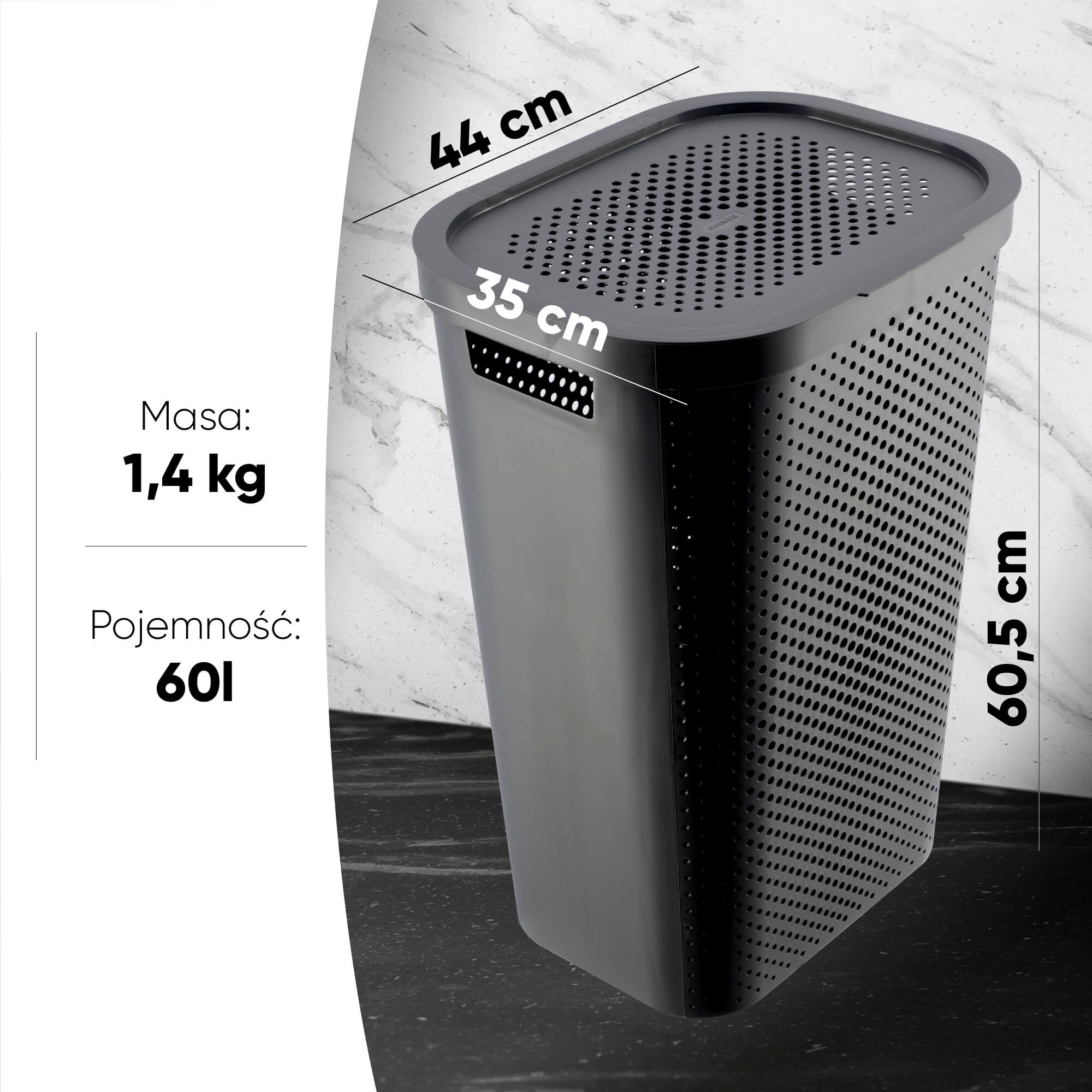 Kosz z pokrywą Curver Infinity 60L, ciemnoszary