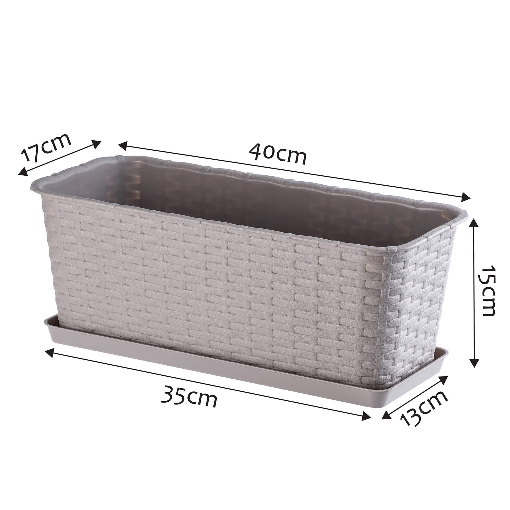 Doniczka balkonowa rattanowa z podstawką Frette 40 cm, karmelowa