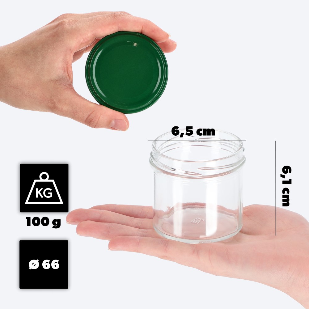 Słoiki Vigo 140ml 10szt fi 66 mm + wieczko zielone