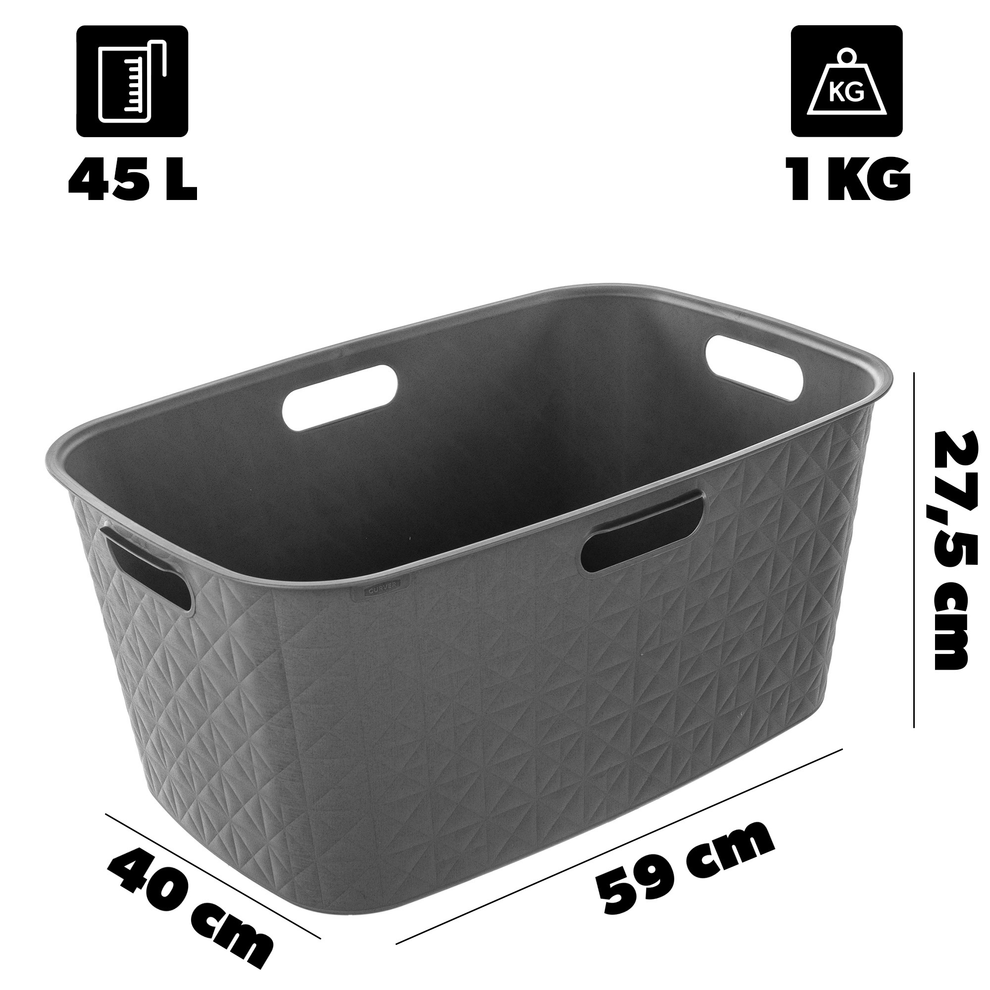 Kosz do magla Curver Softex 45L szary