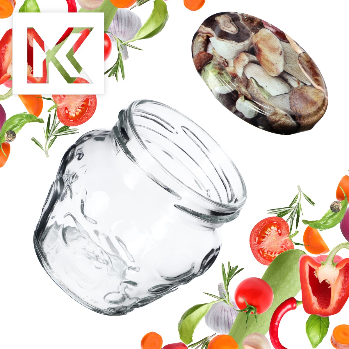 Słoiki Kemi 200ml 10szt fi 66 mm + wieczka "Grzyby"