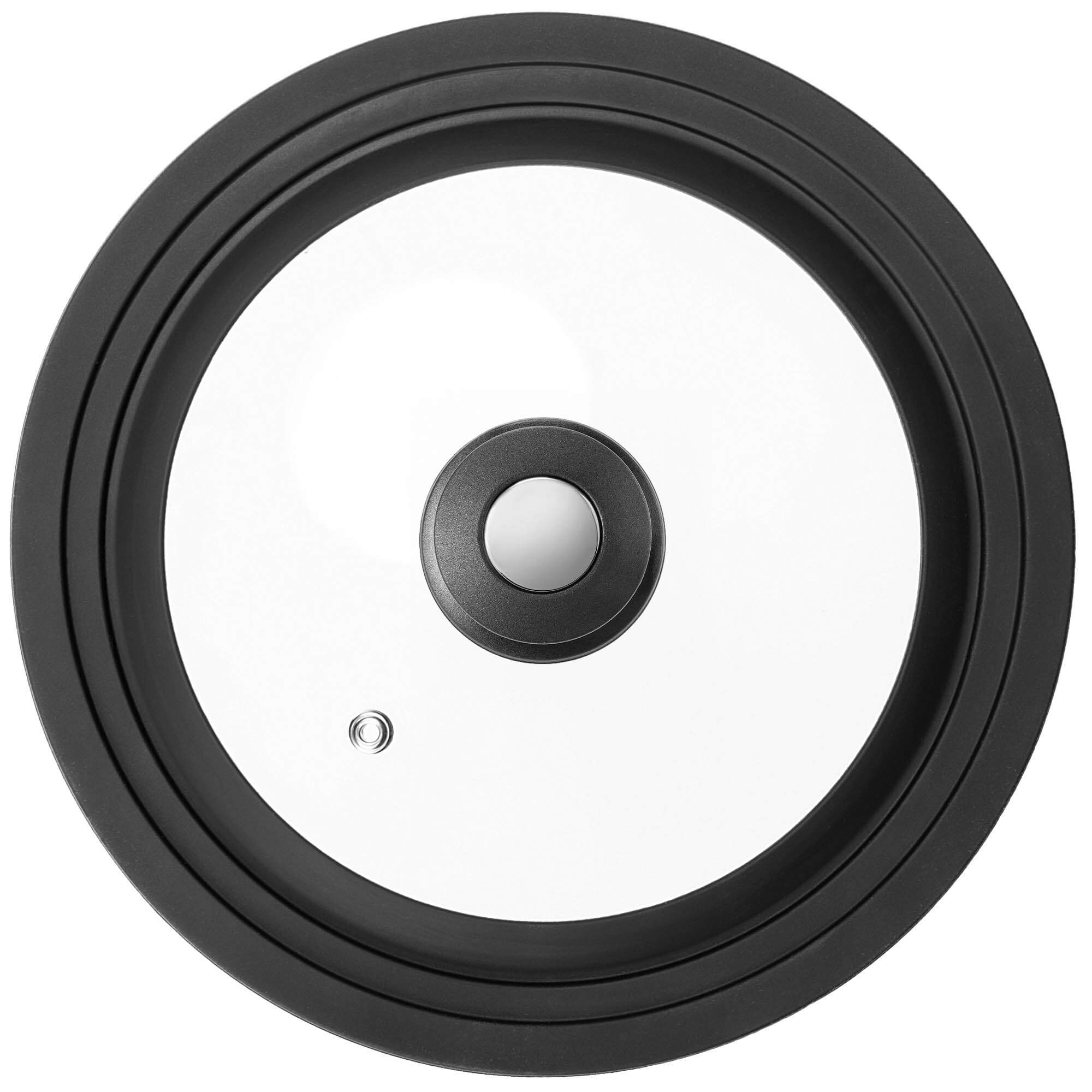 Pokrywa szklana multisize Aiola na garnek 20-24 cm z czarno-srebrnym uchwytem