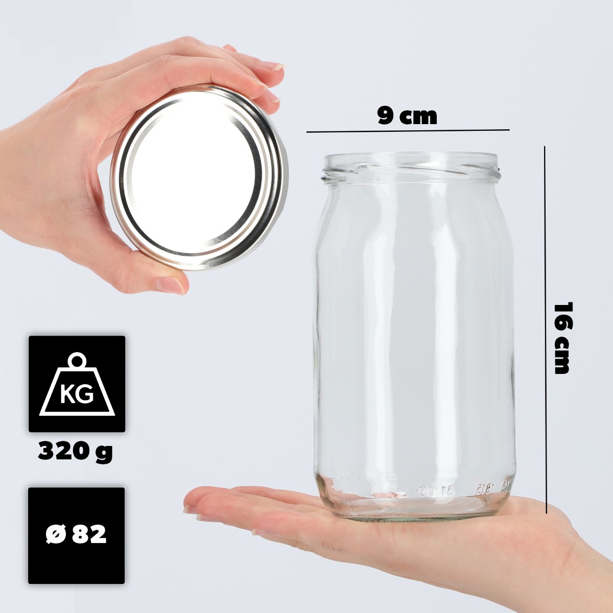 Słoiki na przetwory Niva 760ml 48szt fi 82 mm + wieczka srebrne