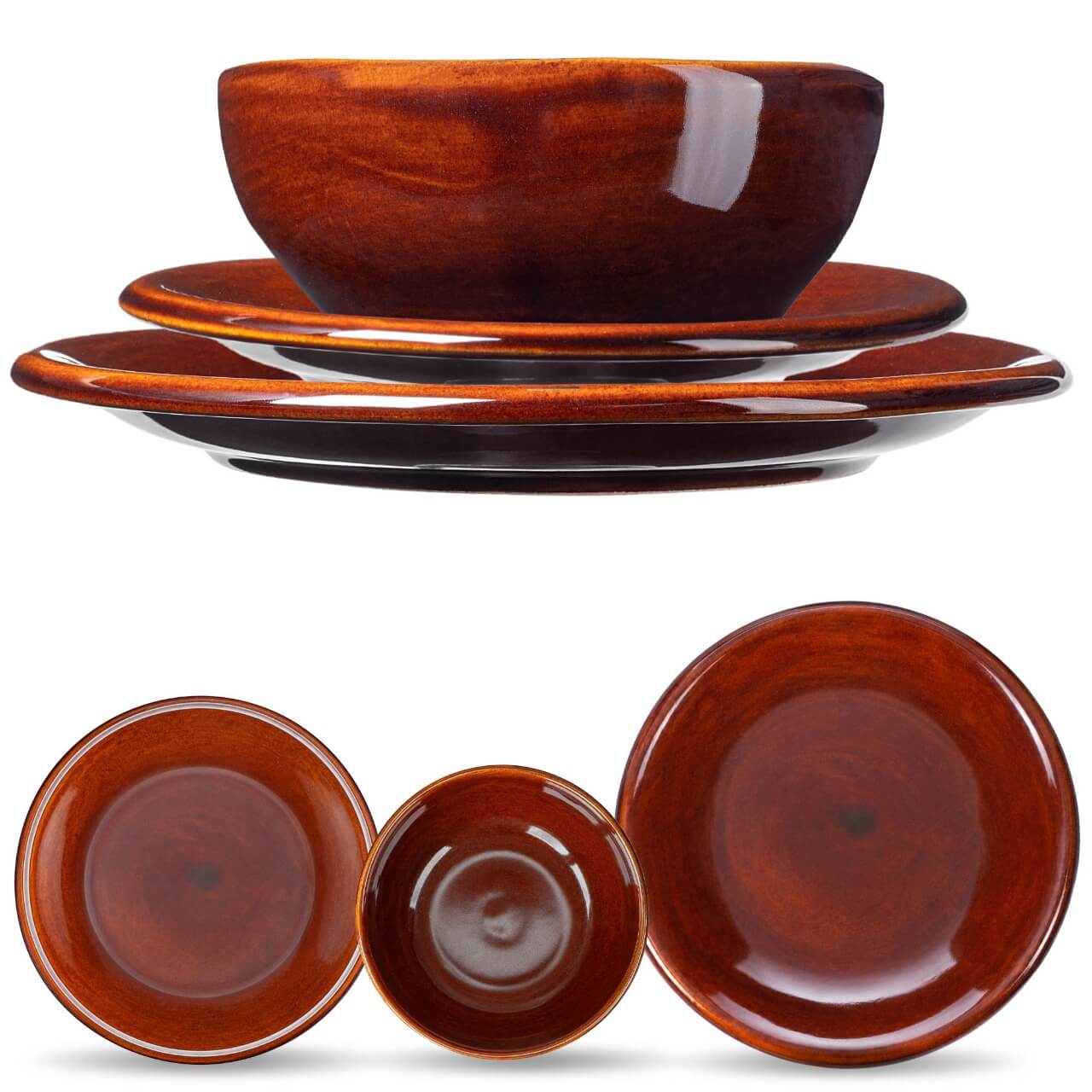 Zestaw obiadowy Olympia talerz płytki 24 cm + talerz mały 19 cm + miska 0.7L