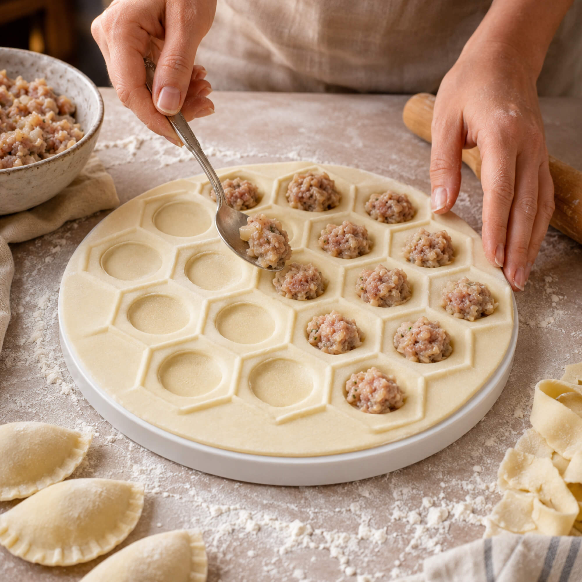 Pierożnica na uszka Paestum 26 cm biała