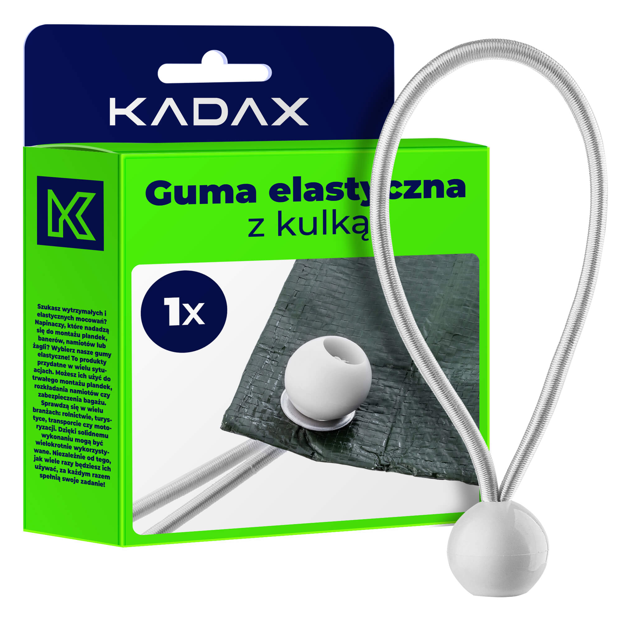Guma elastyczna z kulką 15 cm, biała