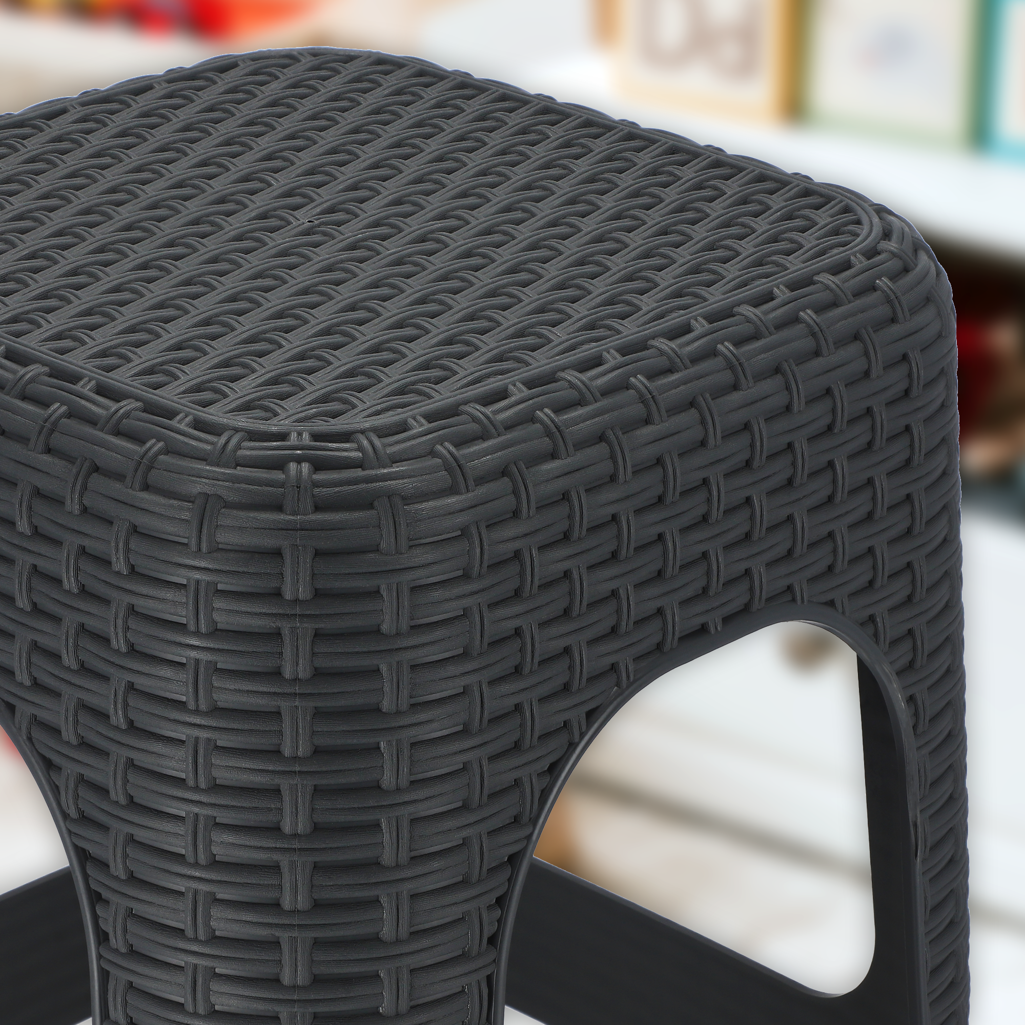 Taboret rattan 45 x 26 cm antracyt, 4 szt.
