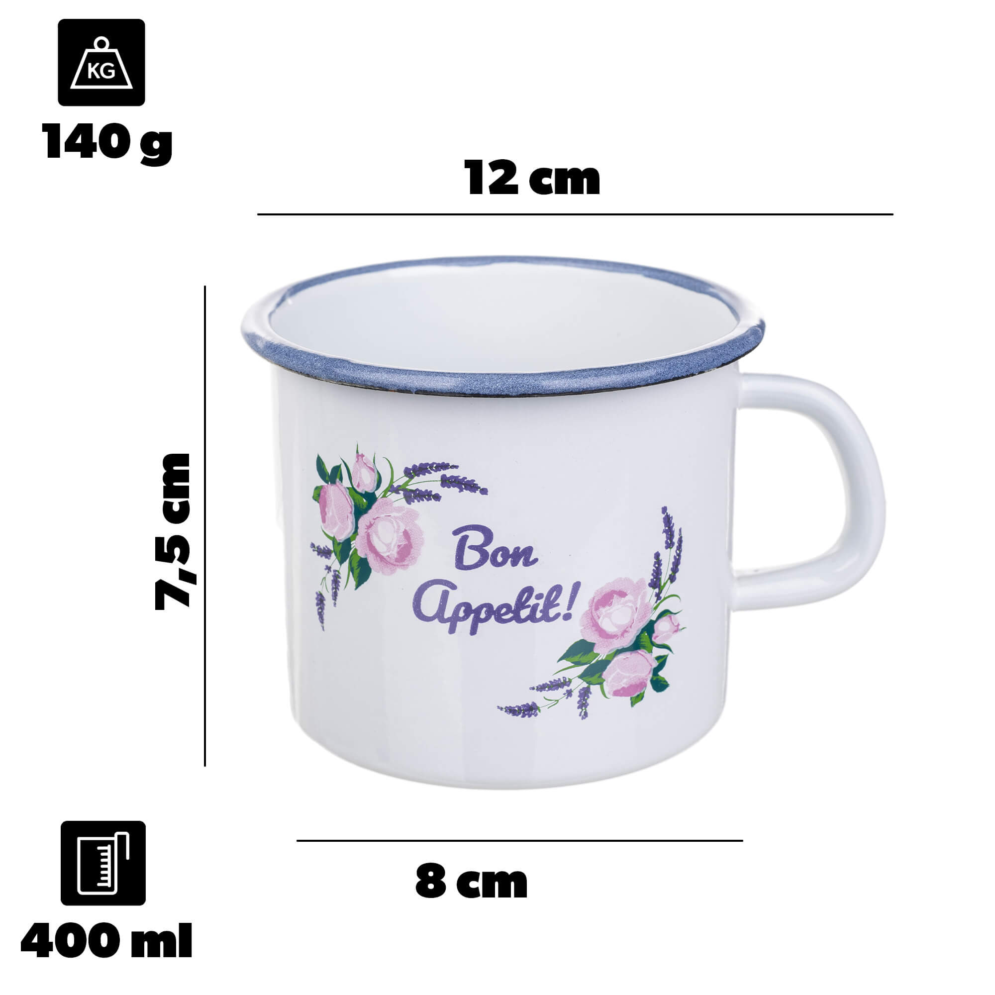 Kubek emaliowany Scerni 400 ml biały