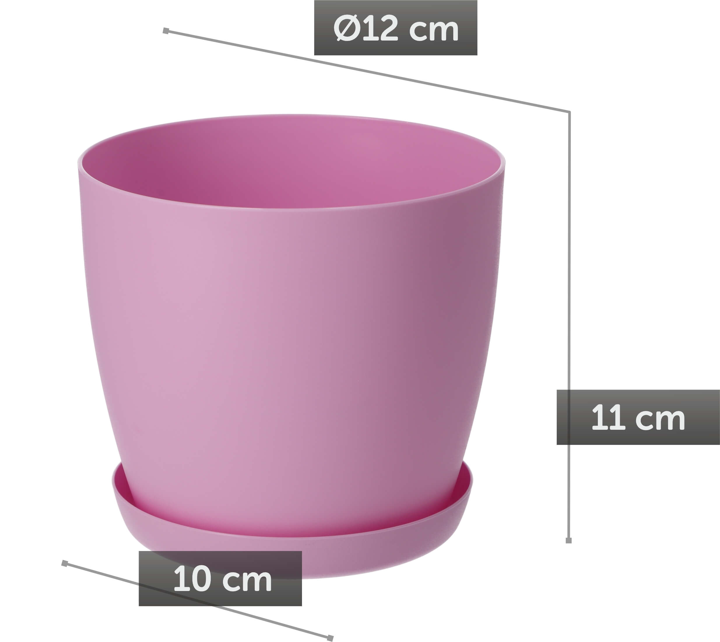 Doniczka Agen z podstawką 12 cm, matowa różowa