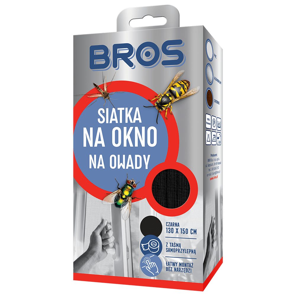 Bros Siatka na okno na owady 130 x 150 cm czarna