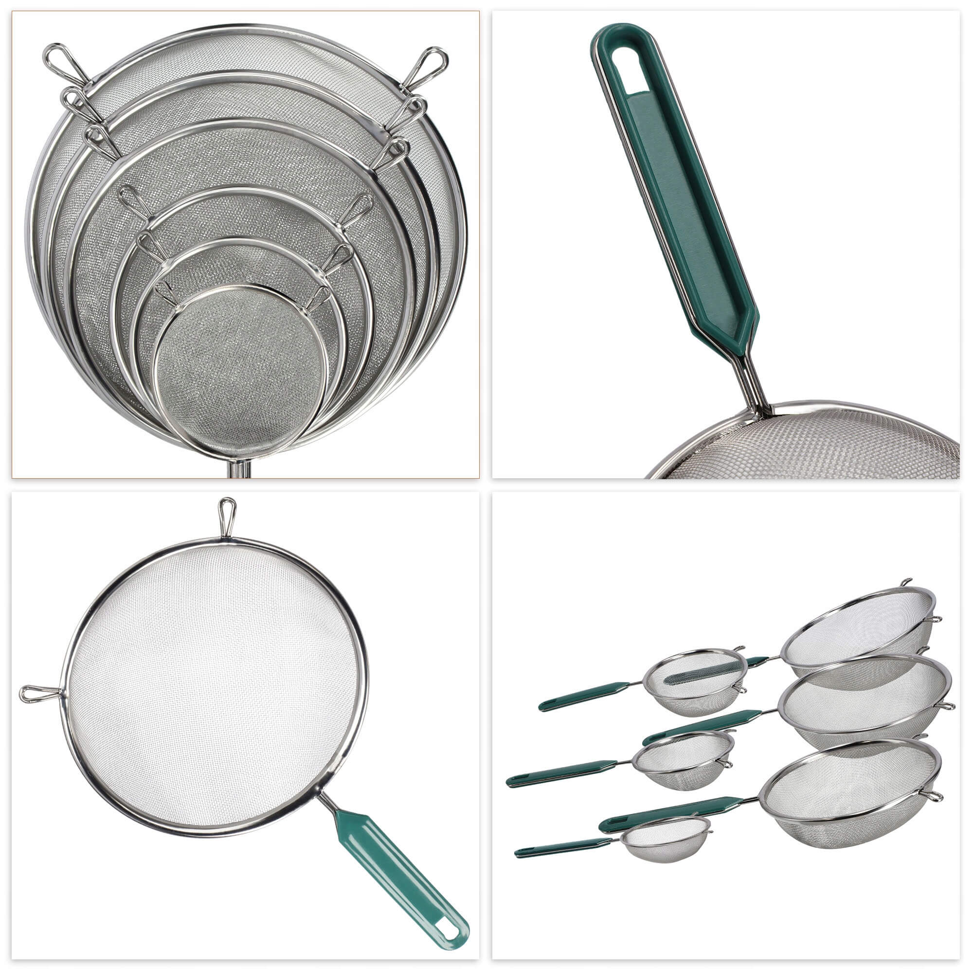 Sitko kuchenne nierdzewne 7 cm, zielone