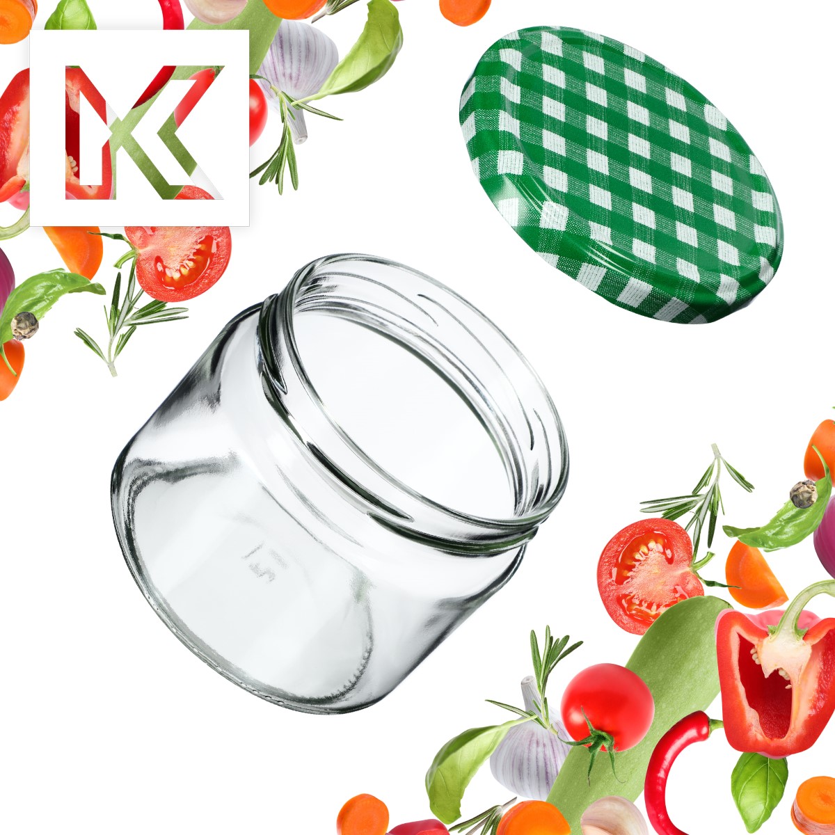 Słoiki Sonka 330ml 50szt fi 82 mm + wieczka "Zielona Krata"