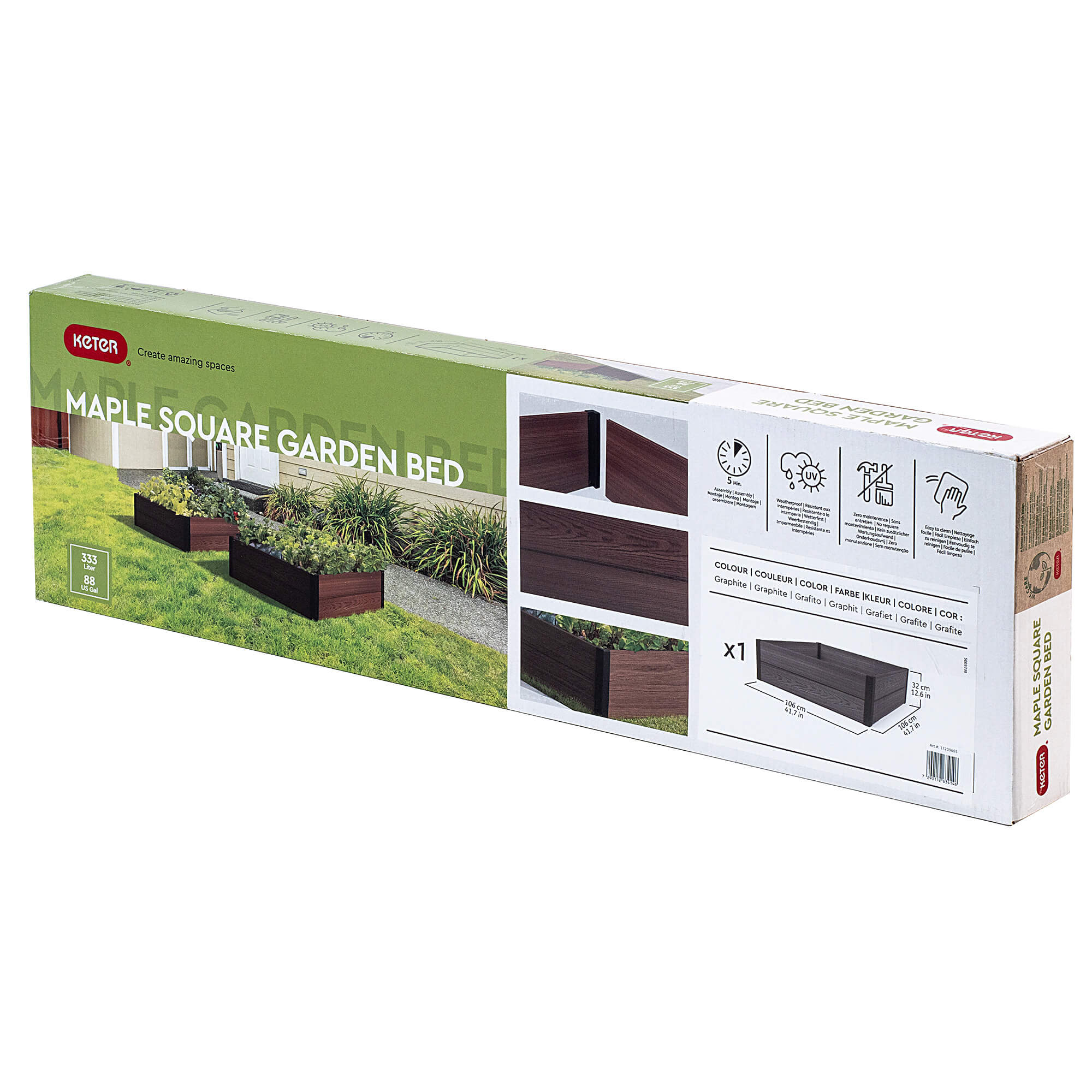 Obrzeże ogrodowe Keter Maple Garden Bed 106 x 32 cm, szare