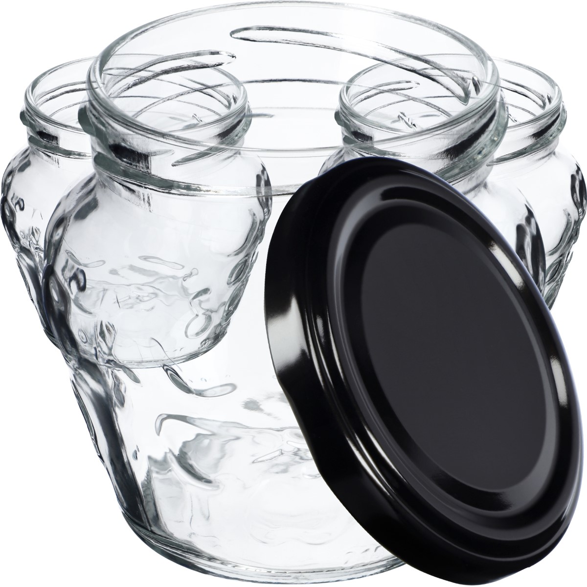 Słoiki Kemi 200ml 100szt fi 66 mm + wieczka czarne