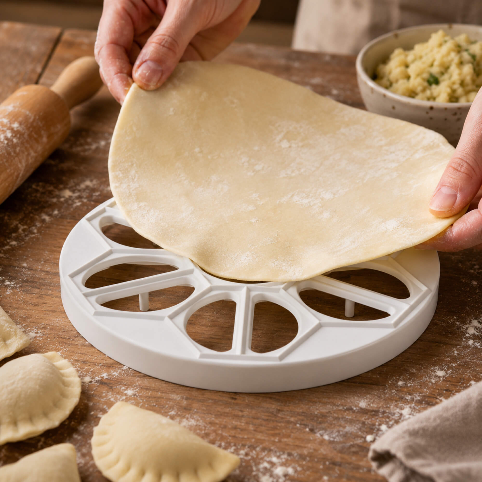 Pierożnica na pierogi Paestum 25 cm biała