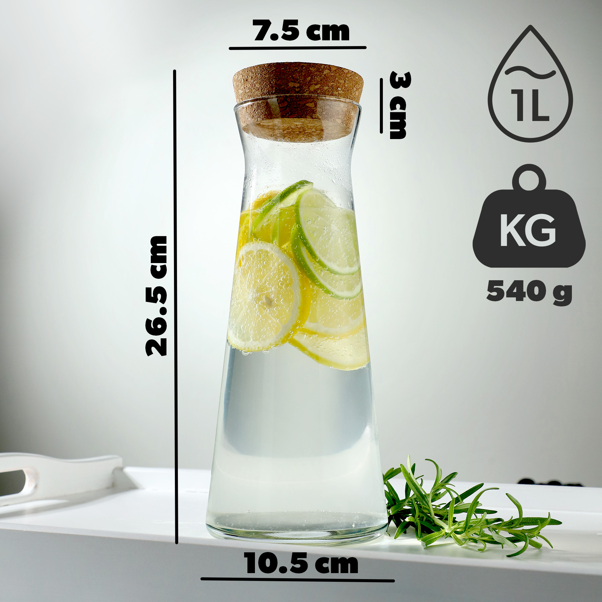 Karafka z korkiem Taggia 1L 2 szt.