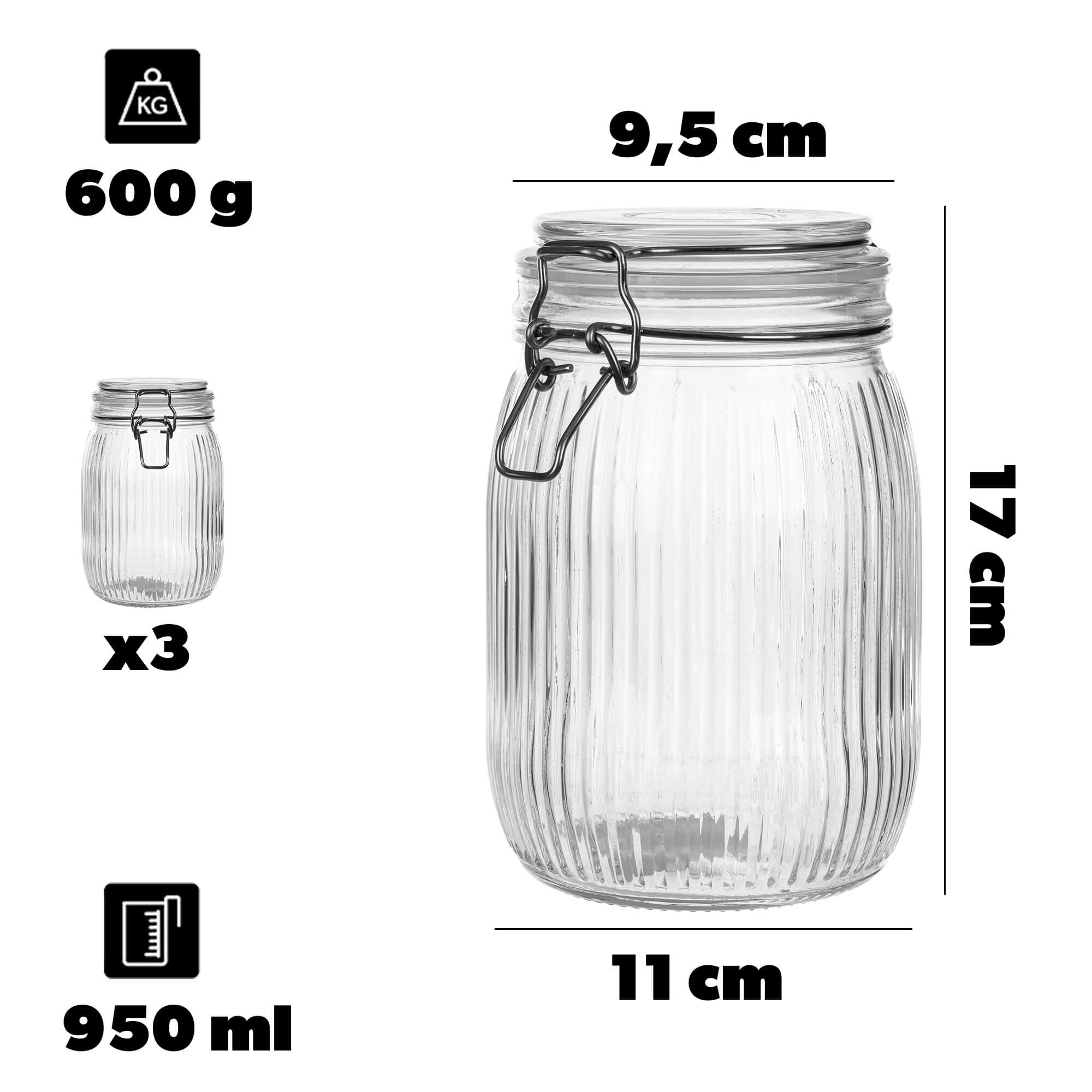 Pojemnik szklany z pokrywą Samo 950 ml 3 szt.