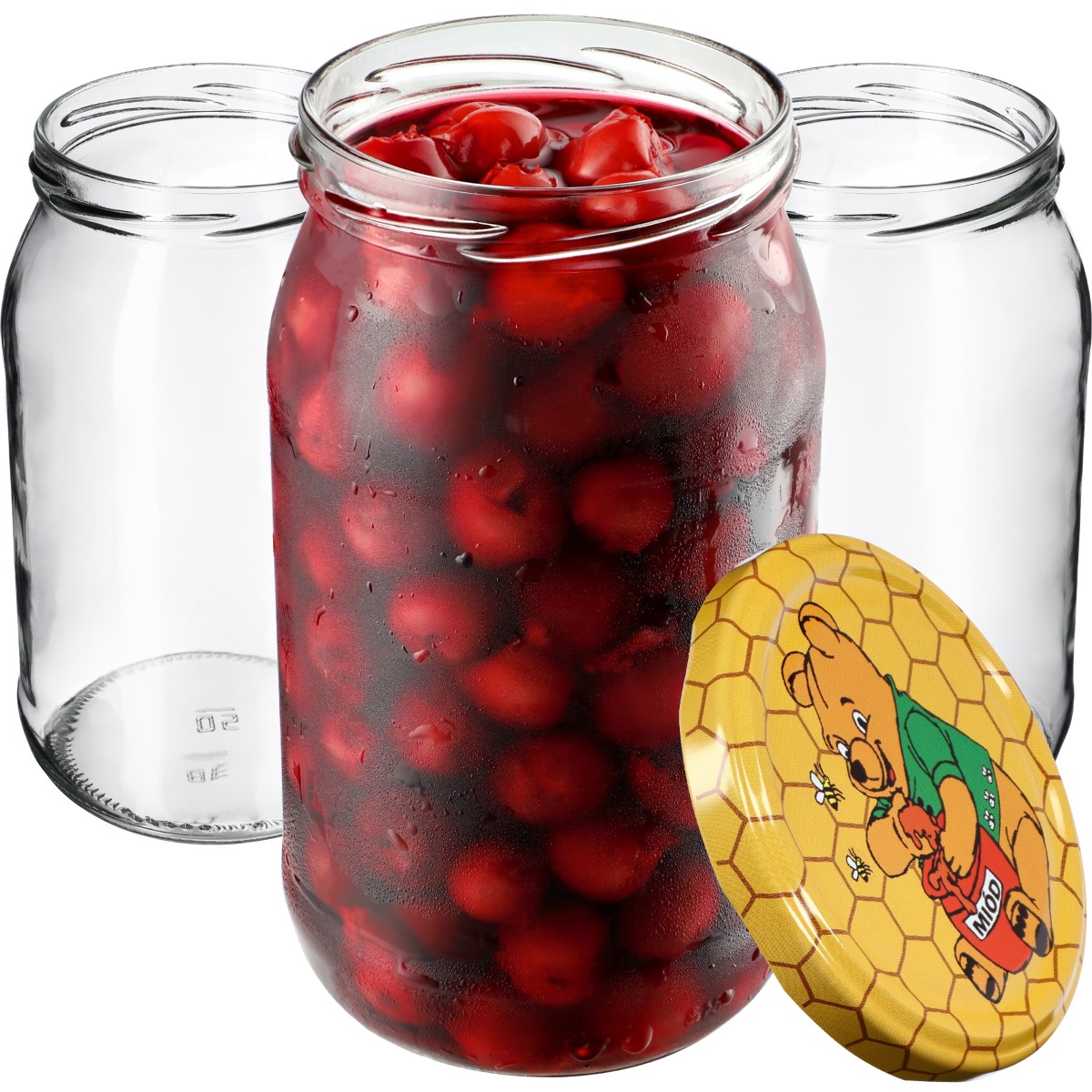 Słoiki na przetwory Niva 760ml 16szt fi 82 mm + wieczka "Miód"