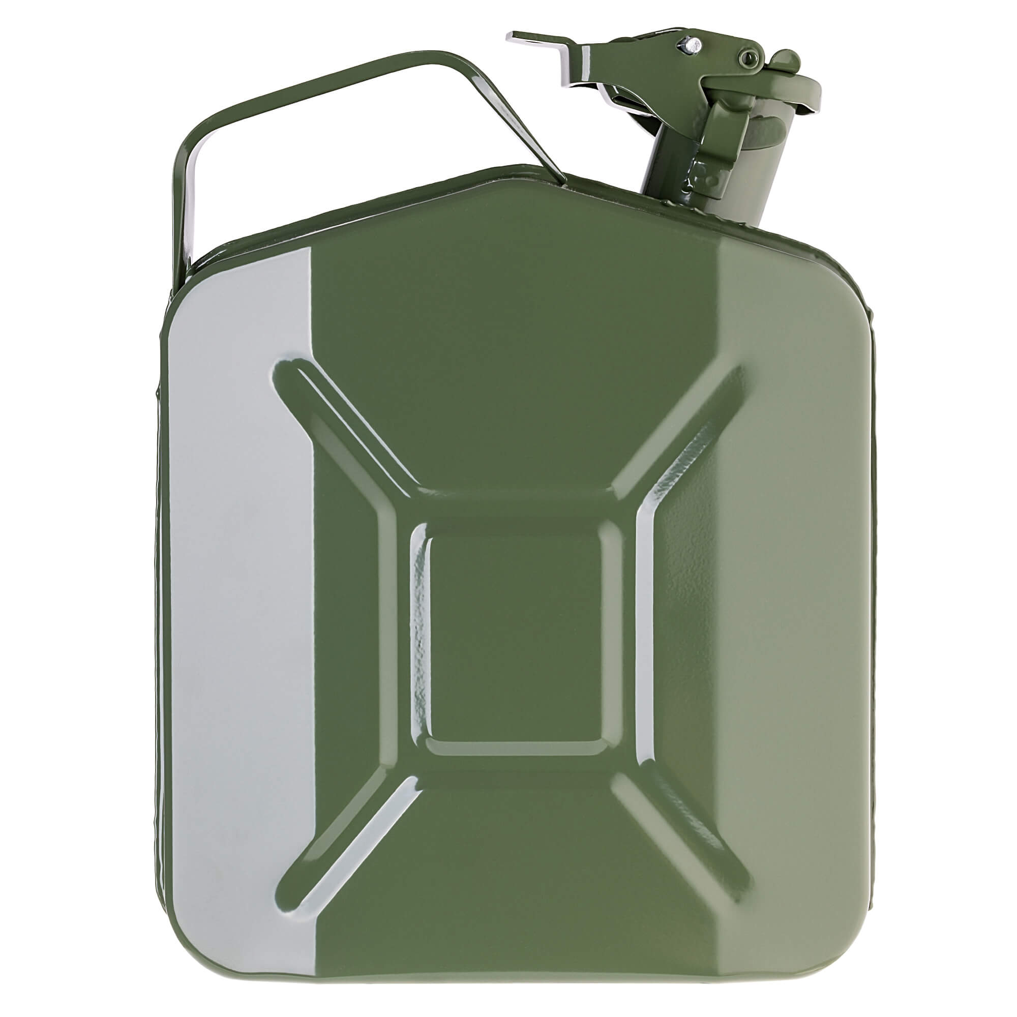 Kanister na paliwo stalowy 5L + lejek 25 cm, zielony