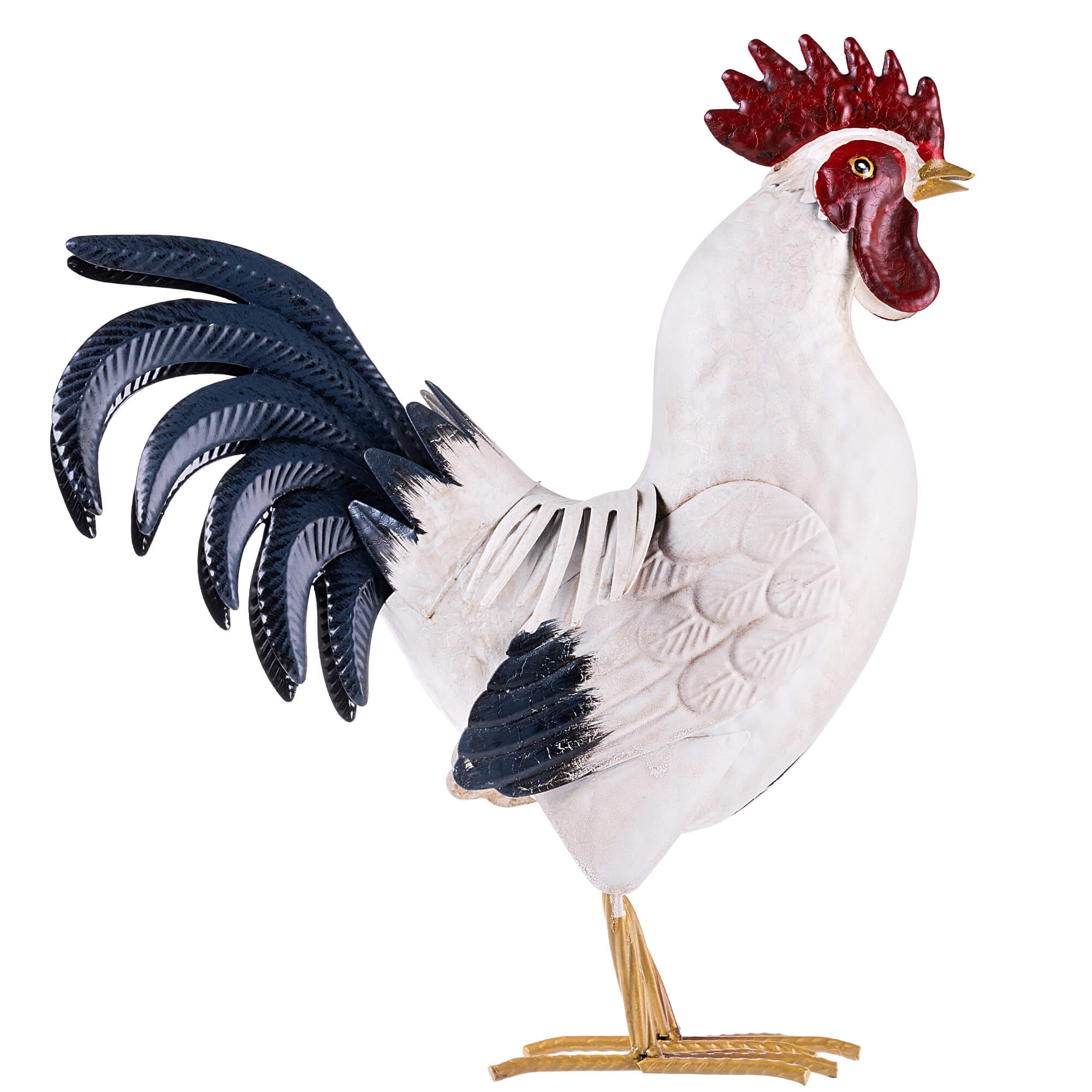 Figura ogrodowa Esson kogut biały stalowa 37 cm
