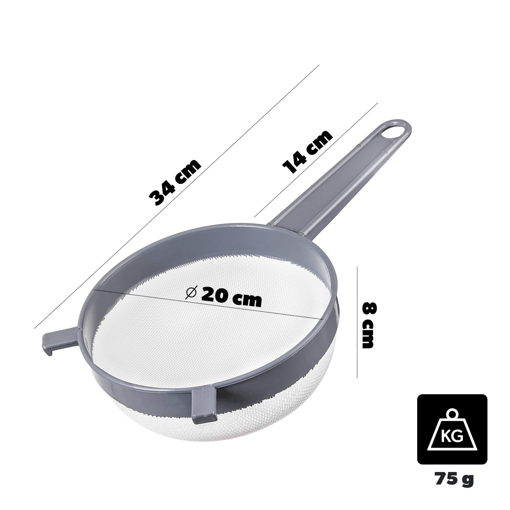 Sitko kuchenne Paludi 20 cm szare