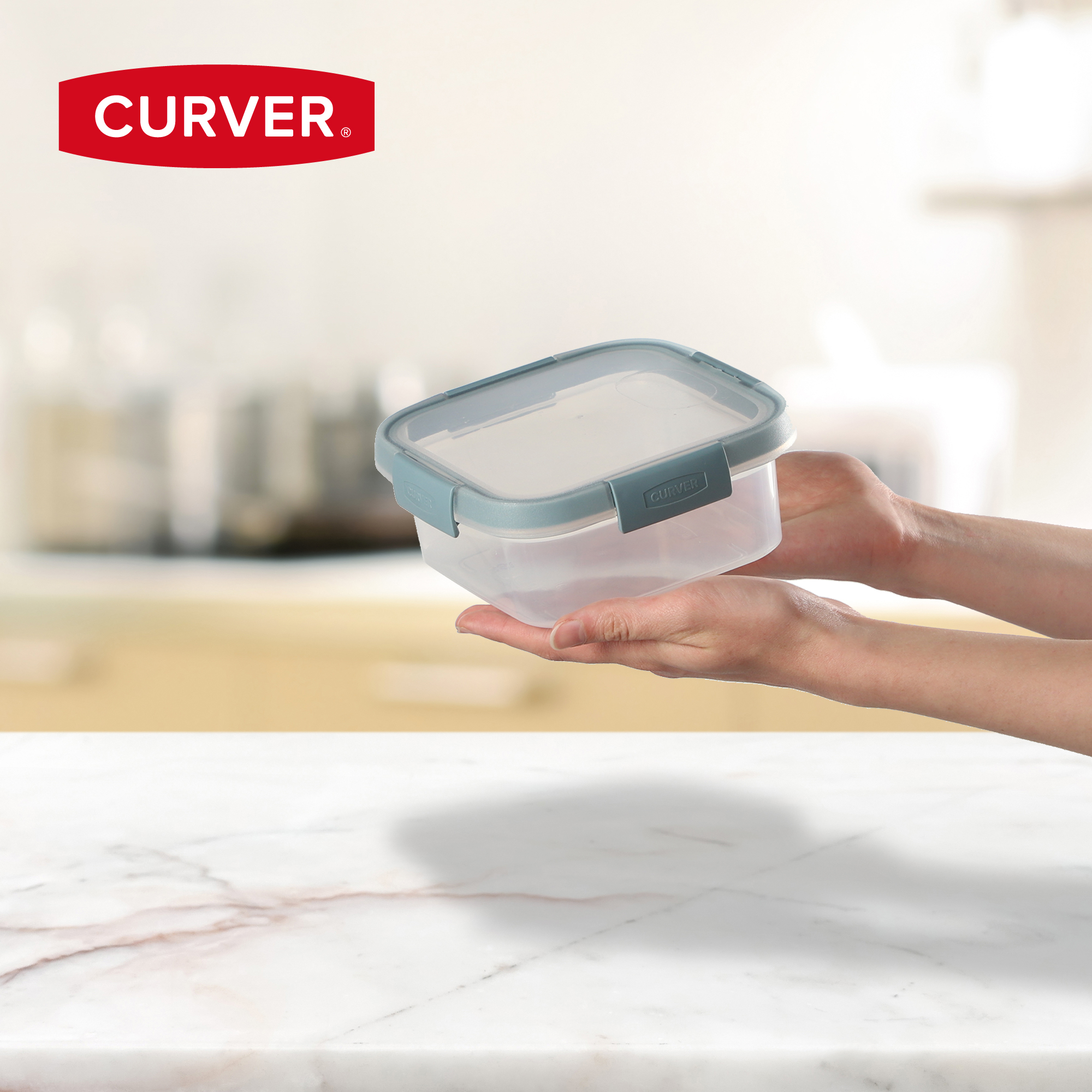 Pojemnik na żywność 0.9L Curver Smart Fresh, szarobłękitny