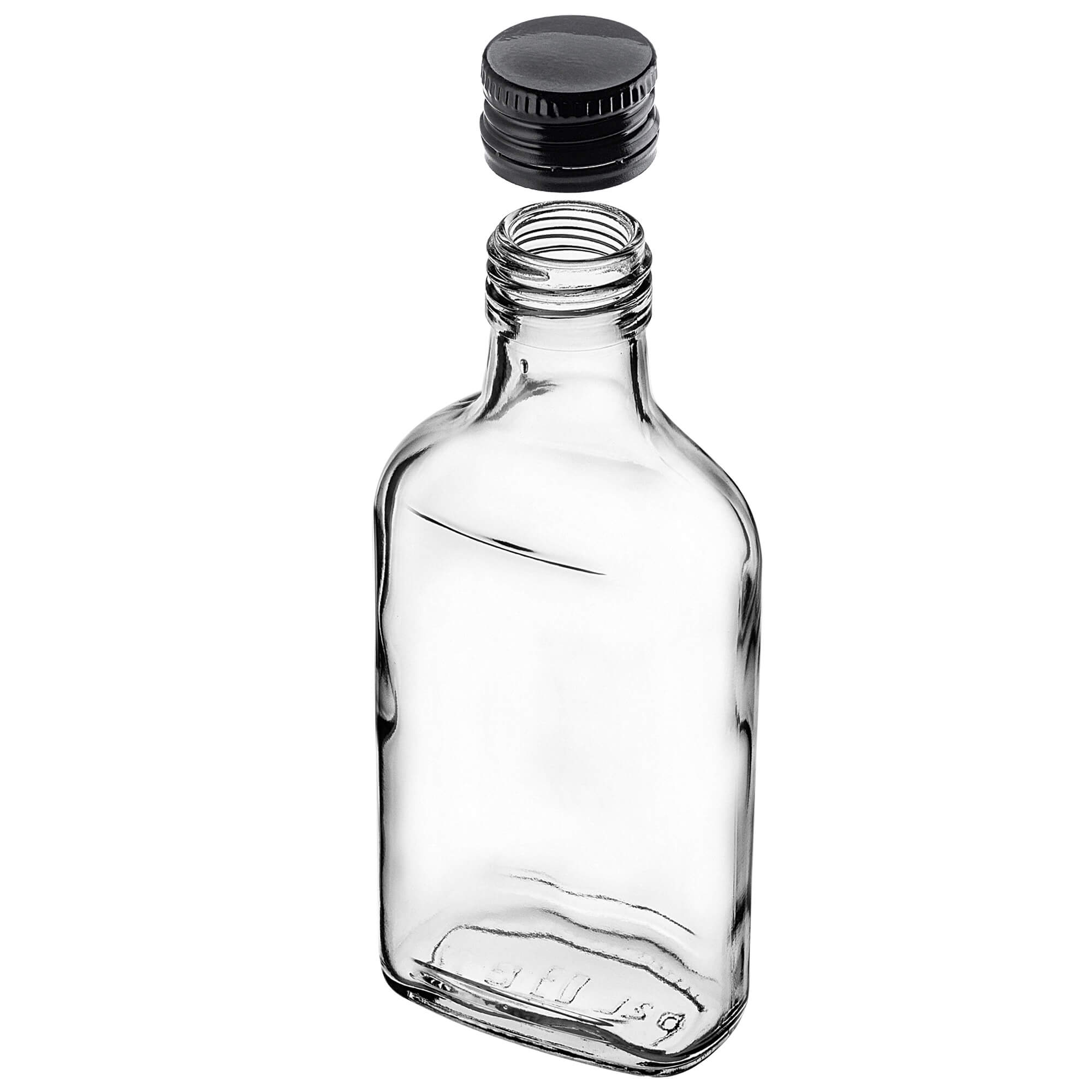 Butelka piersiówka Viane 200ml z czarną zakrętką 10 szt.