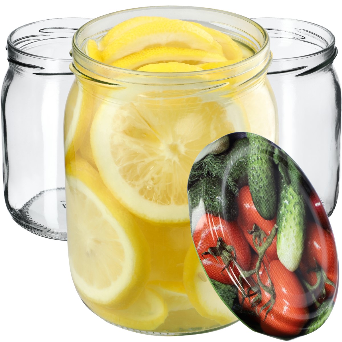 Słoiki Senna 540ml 8szt fi 82 mm + wieczka "Warzywa"