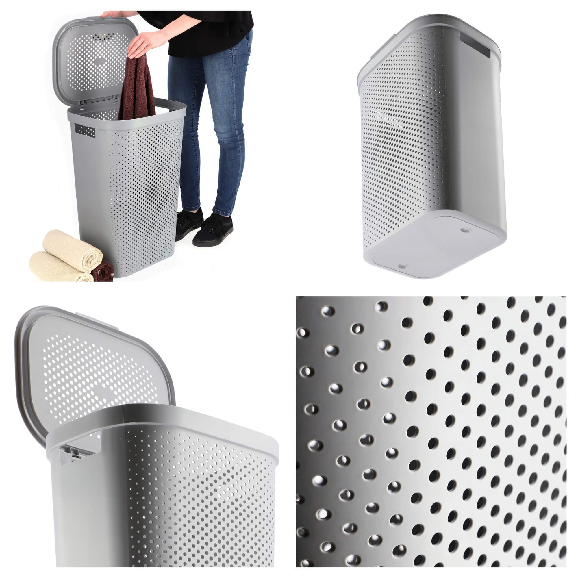 Kosze z pokrywą Curver Infinity 60L mix kolorów, 2 szt. popielaty